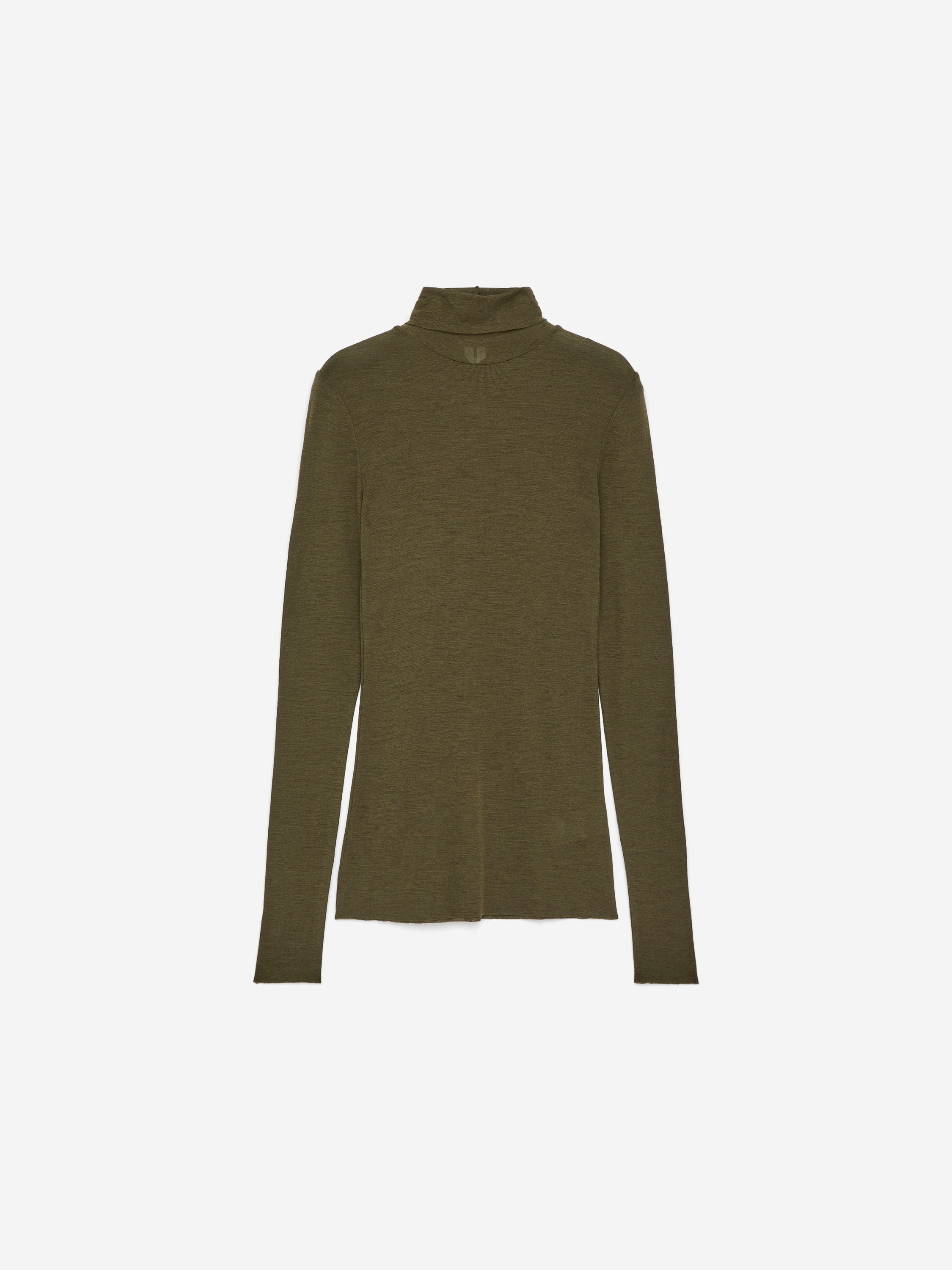 Roll-Neck Wool Top - Khaki Green - Slim fit - Women - StillMedia/DescriptiveStillLife - 1
