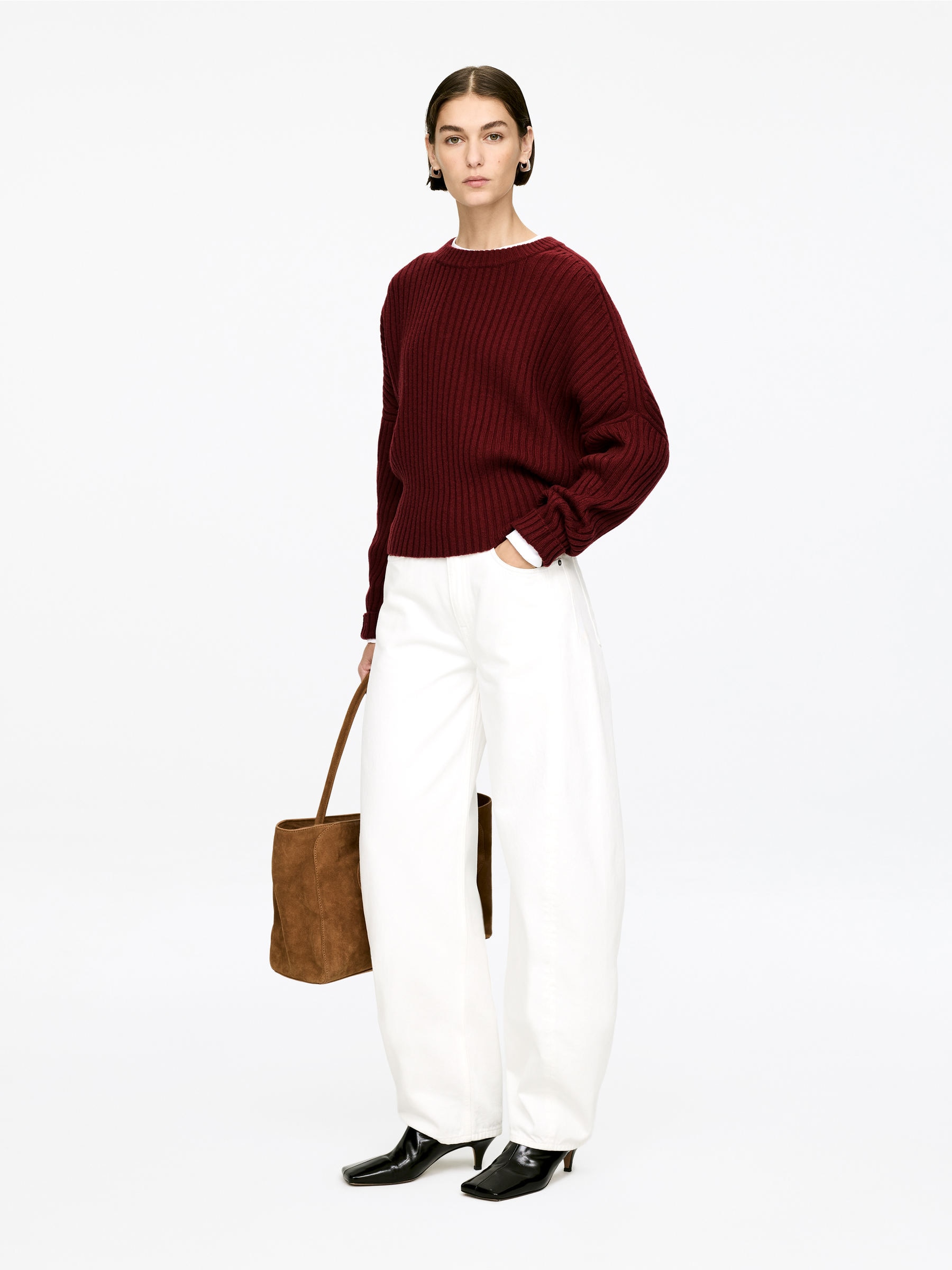 Zip-Detail Wool Jumper - Dark Red - Regular fit - Women - StillMedia/Lookbook - 6