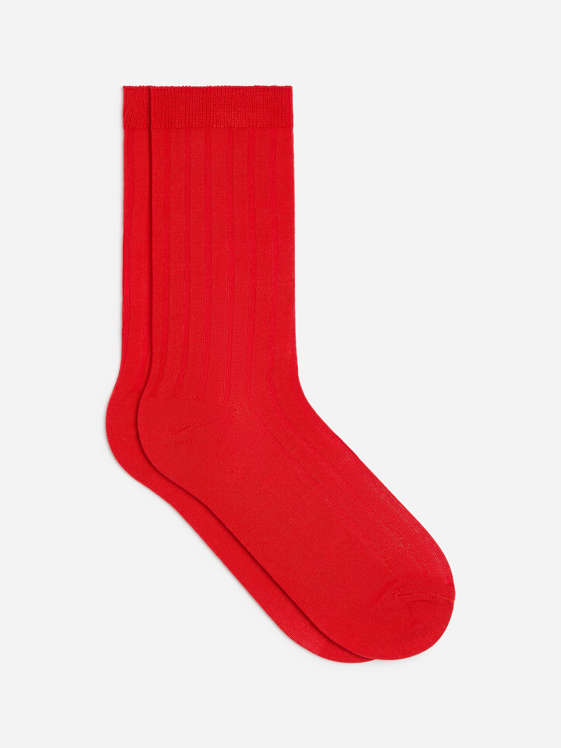 Ribbed Silk-blend Socks-Red-20713