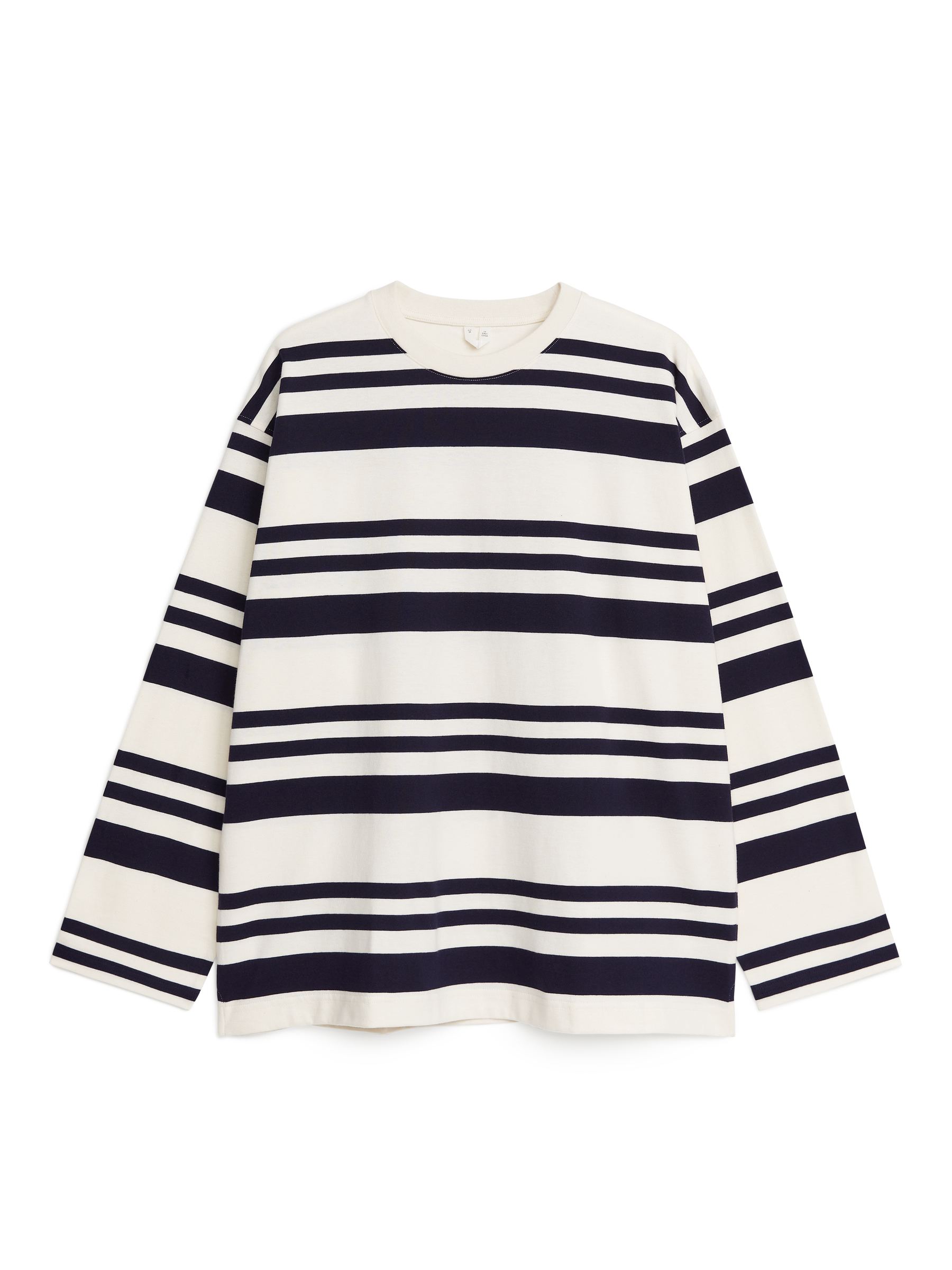 T-shirt w paski - Off White/Dark Blue - Luźny fason - Men - StillMedia/DescriptiveStillLife - 1