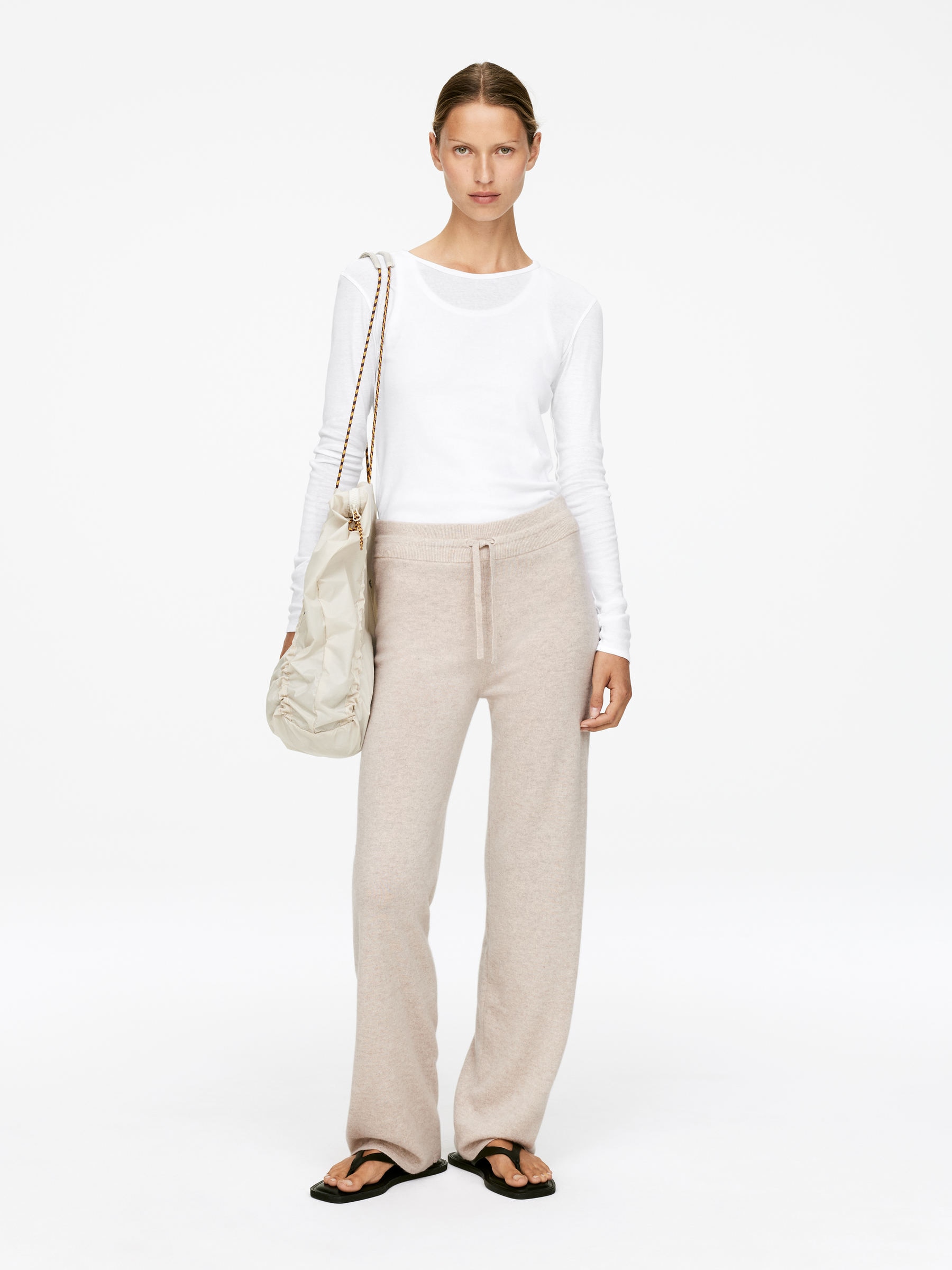 Pure Cashmere Trousers-#F3EFE5-16344