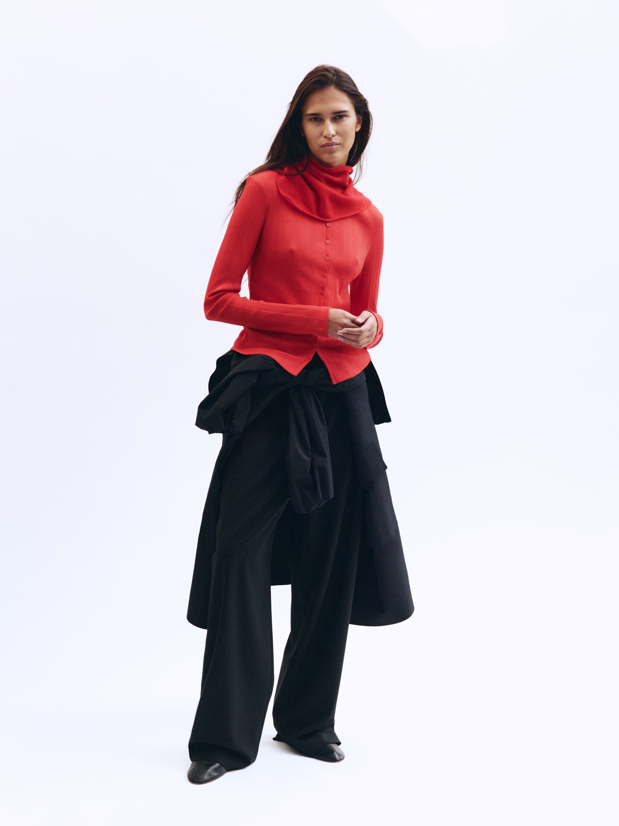 Geripptes Oberteil mit Knopfleiste - Rot - Regular Fit - women - StillMedia/Environmental - 1