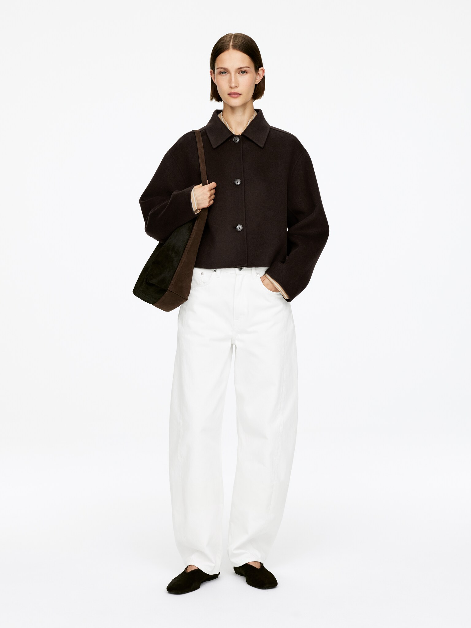 Doublé Wool-Blend Overshirt - Dark Brown/Green