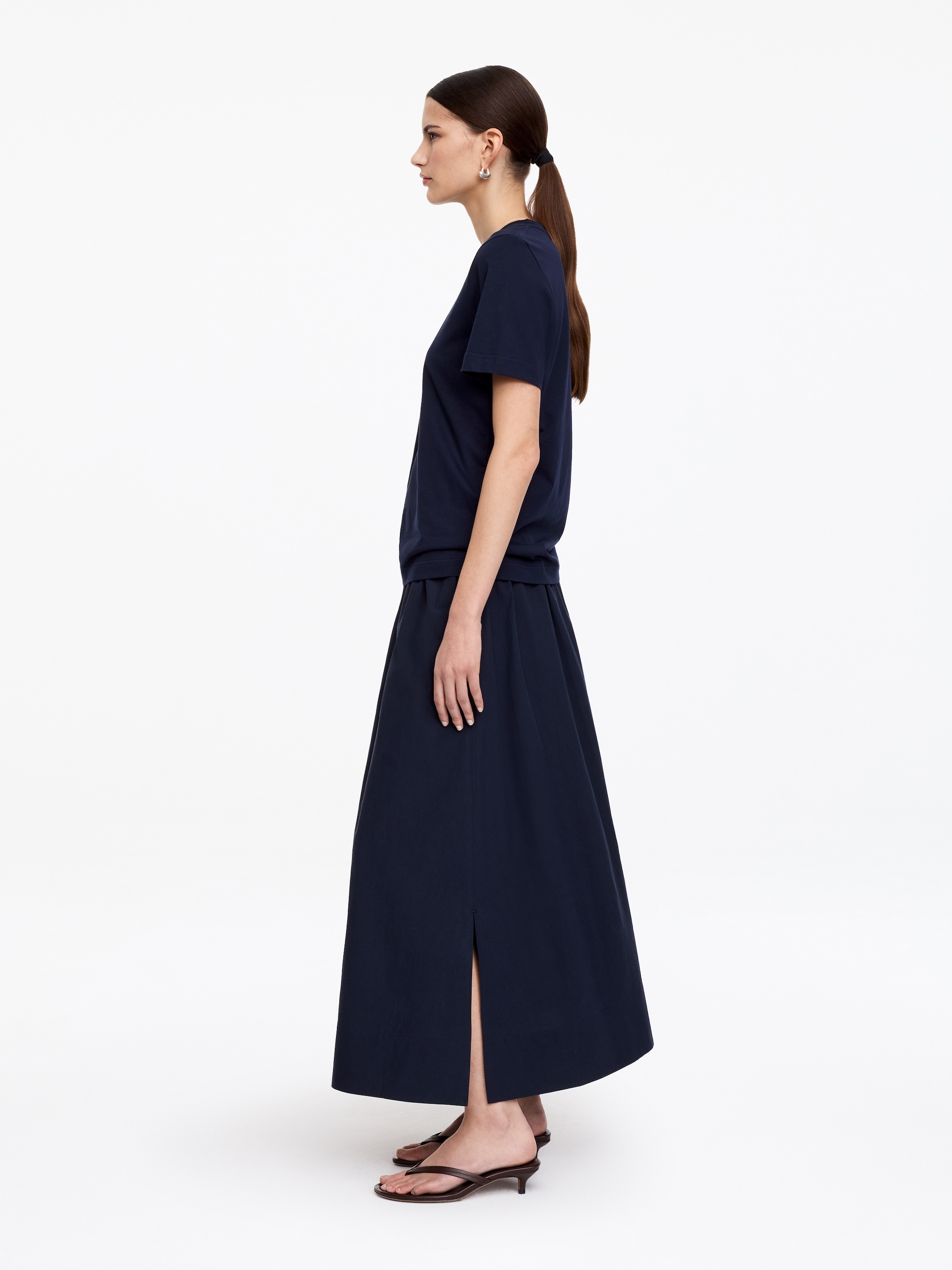 Midi Cotton Skirt - Dark Blue - Regular fit - Women - StillMedia/Lookbook - 3