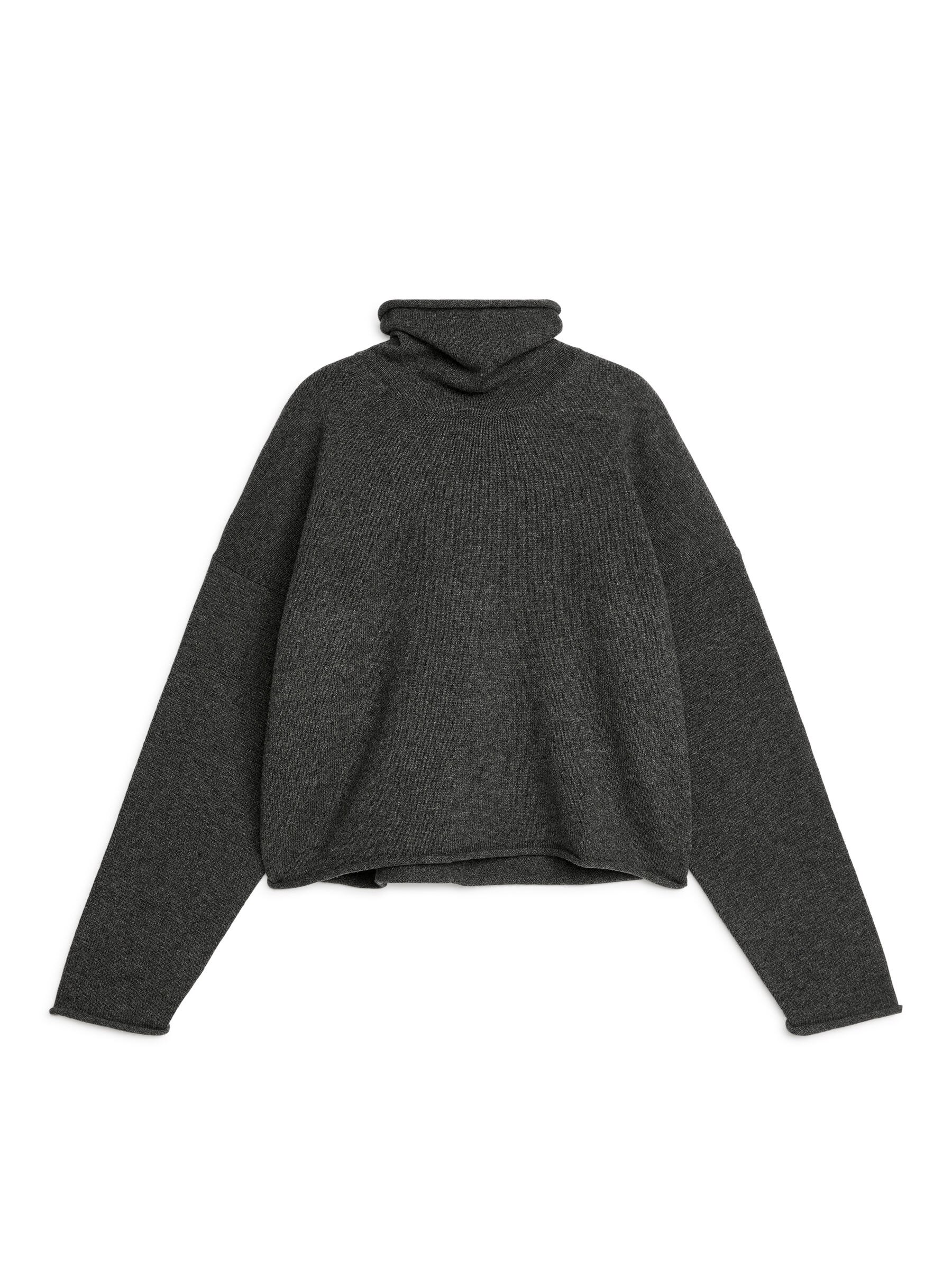 High-Neck Wool Jumper – Dark Grey – Women – ARKET NL