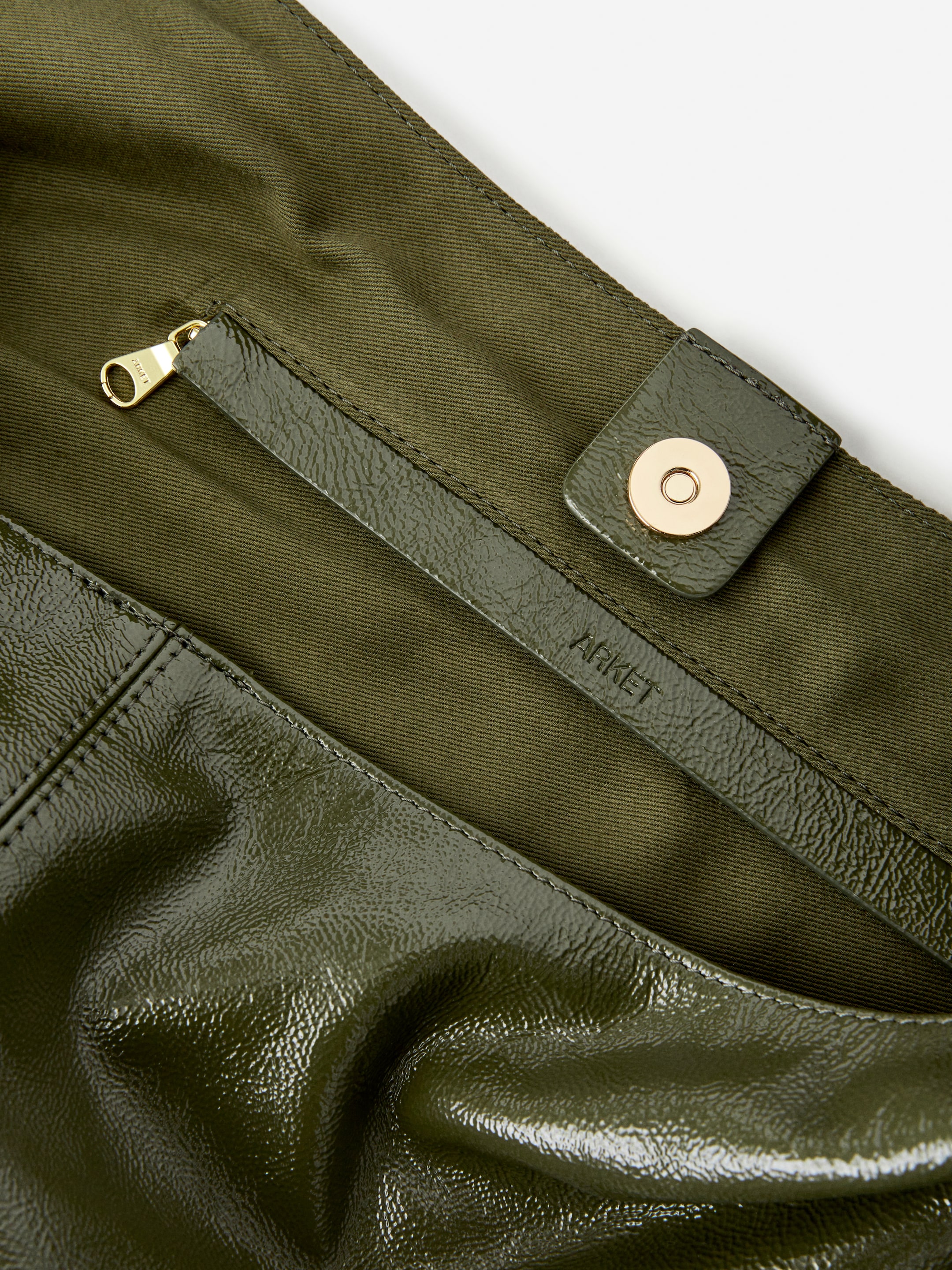 Tasche aus glänzendem Leder - Khaki - Damen - StillMedia/DescriptiveDetail - 4