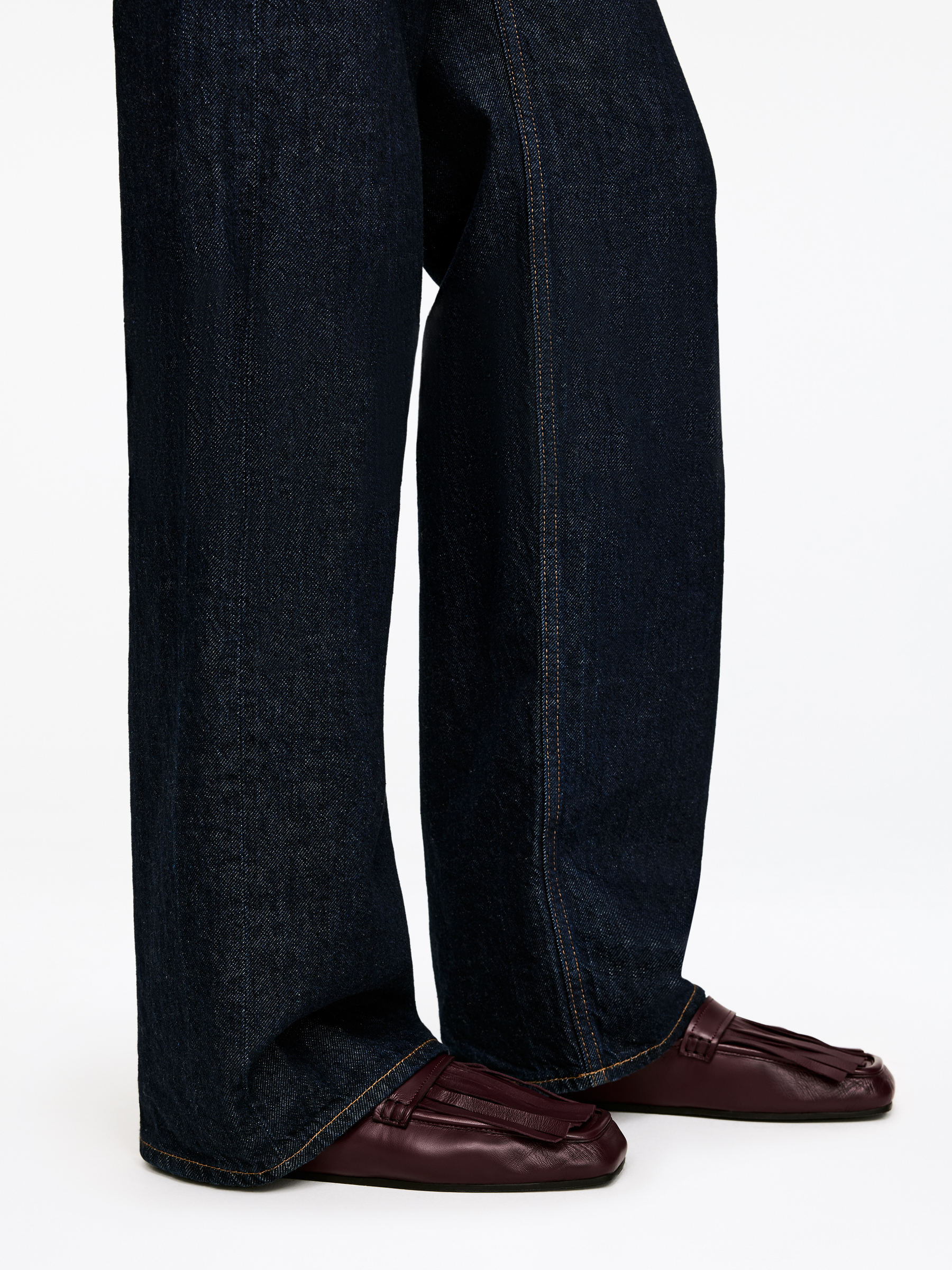 Loafer aus Leder mit Fransen-#6D3B3F-17532