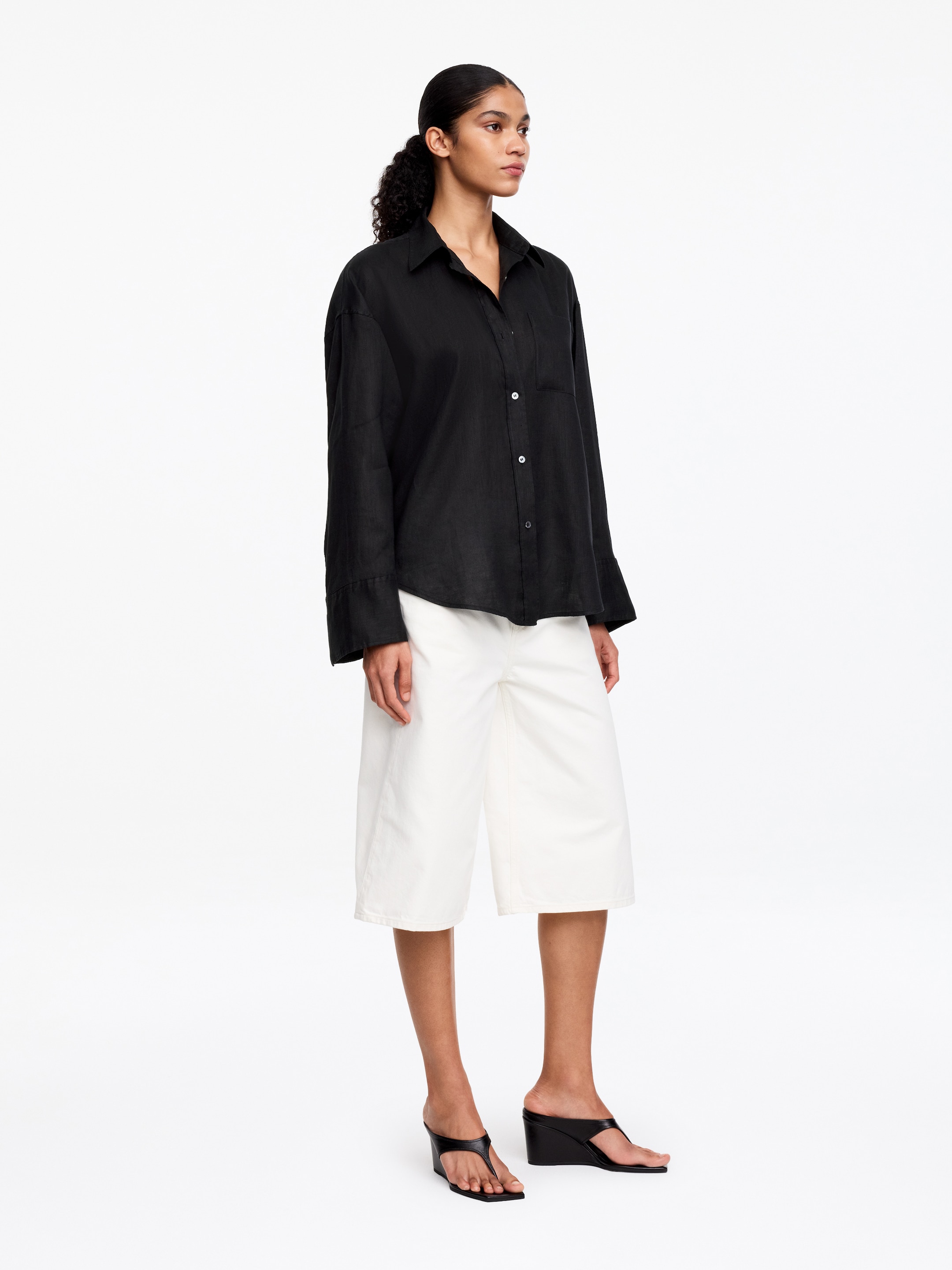 Linen Shirt - Black - Regular fit - Women - StillMedia/Lookbook - 8