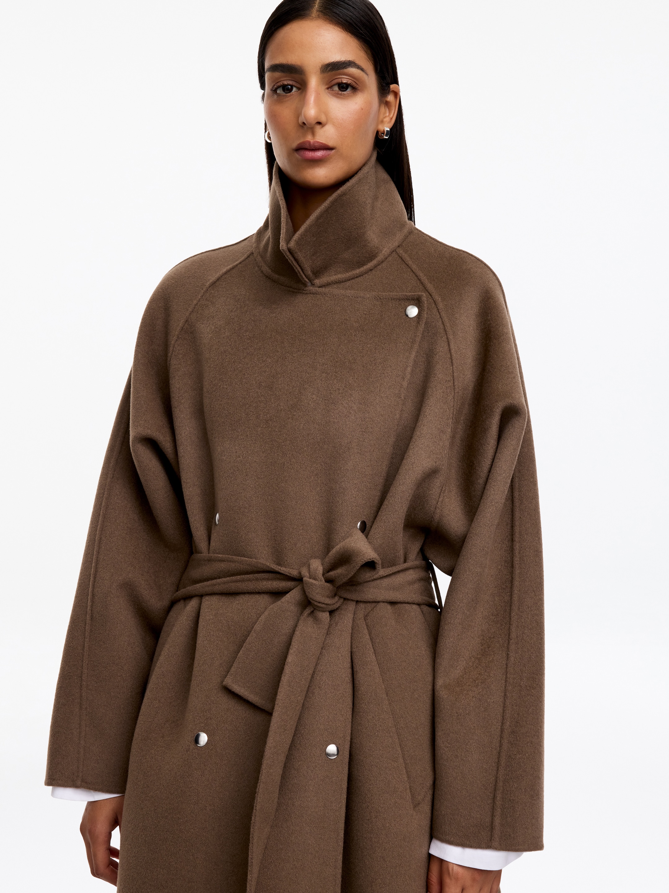Doubleface-Mantel aus Wollmischung - Dunkles Graubraun - Relaxed Fit - women - StillMedia/Lookbook - 5