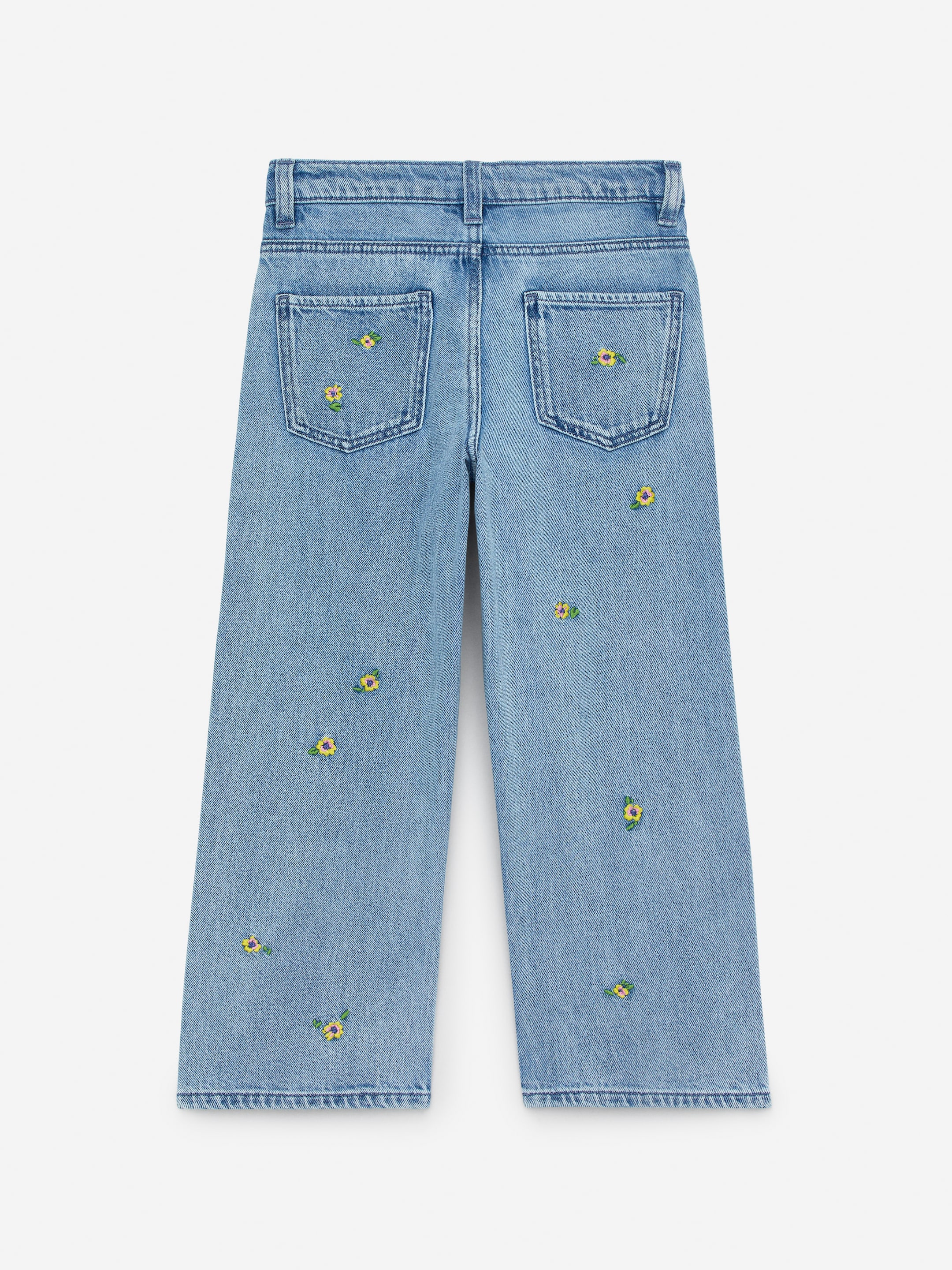 Pantalon en jean brodé - Bleu/Fleurs brodées - Relaxed fit - Enfant - StillMedia/DescriptiveStillLife - 2