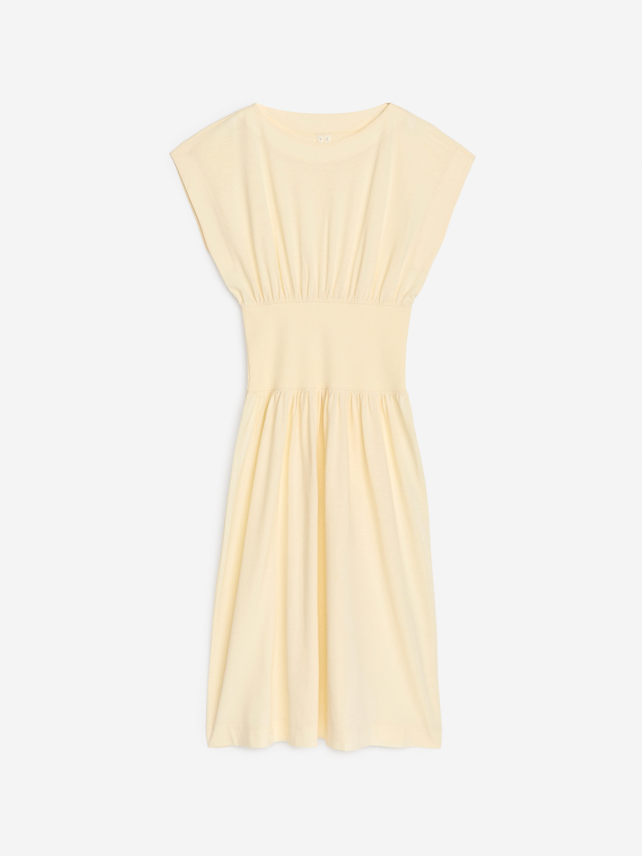 Panel-Waist Midi Dress-Yellow-7308