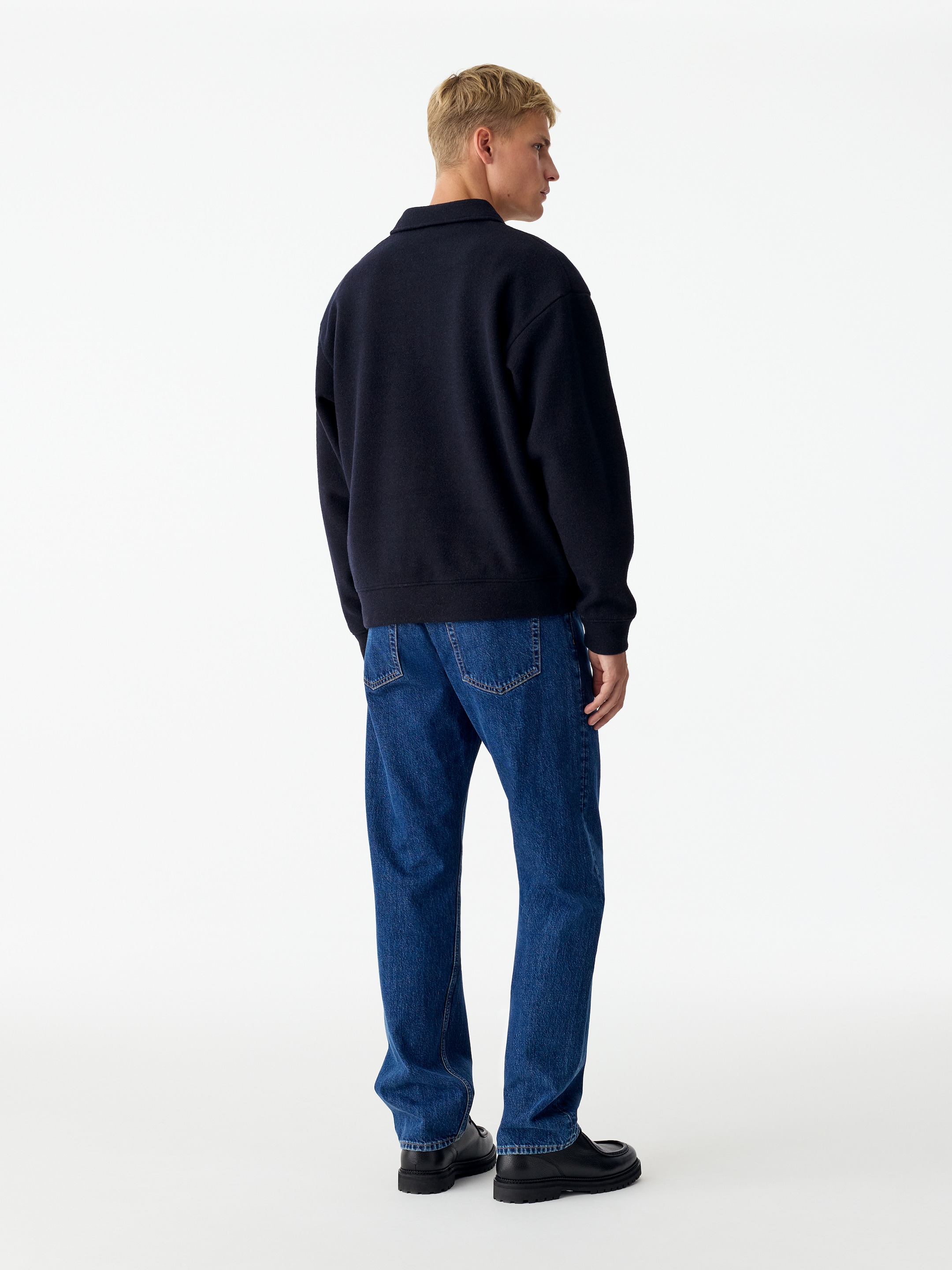 Maglione doppiato con mezza cerniera - Blu scuro - Relaxed fit - men - StillMedia/Lookbook - 3