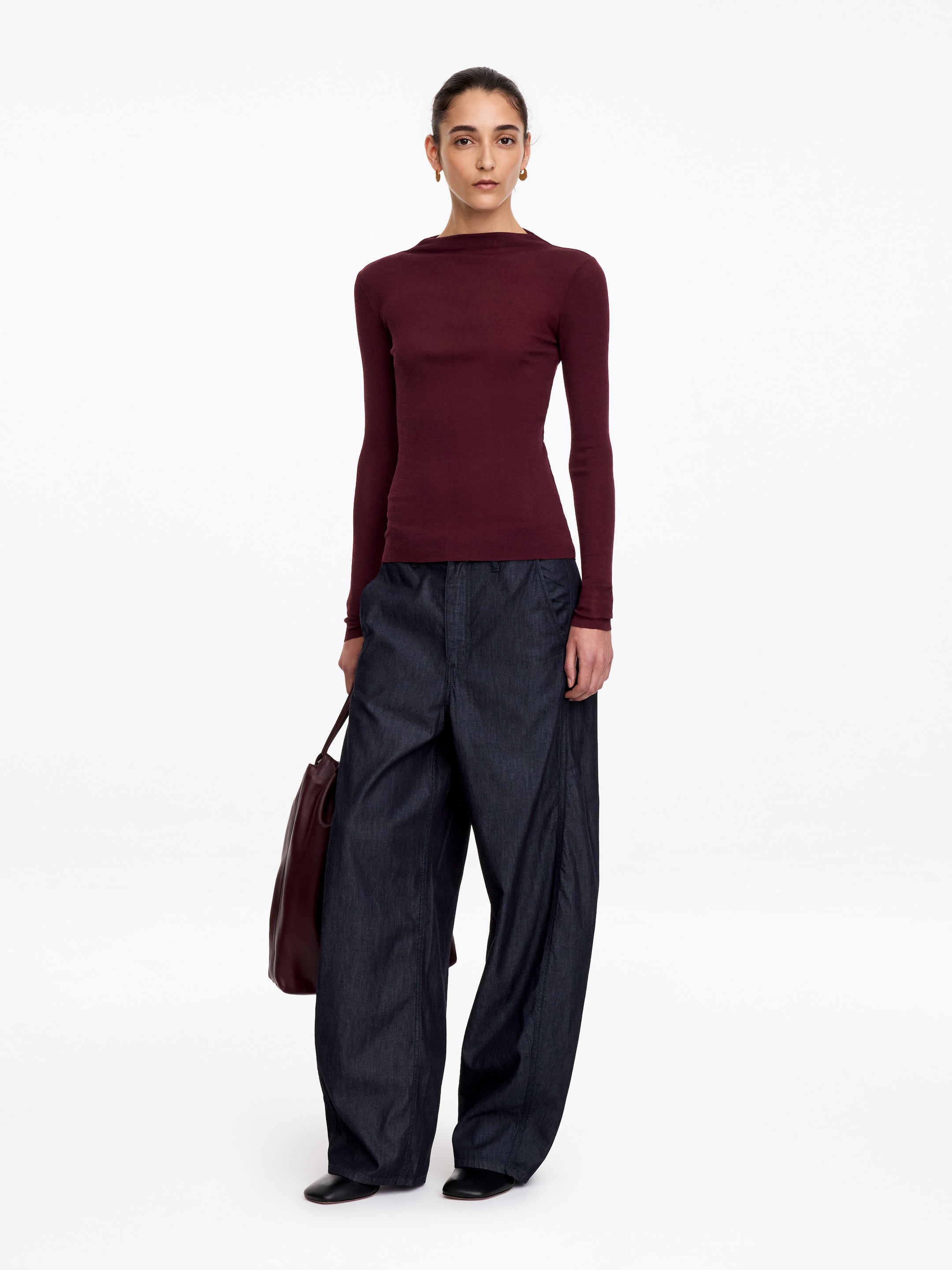 Rippstrickoberteil aus Wolle - Burgunderrot - Regular Fit - women - StillMedia/Lookbook - 2
