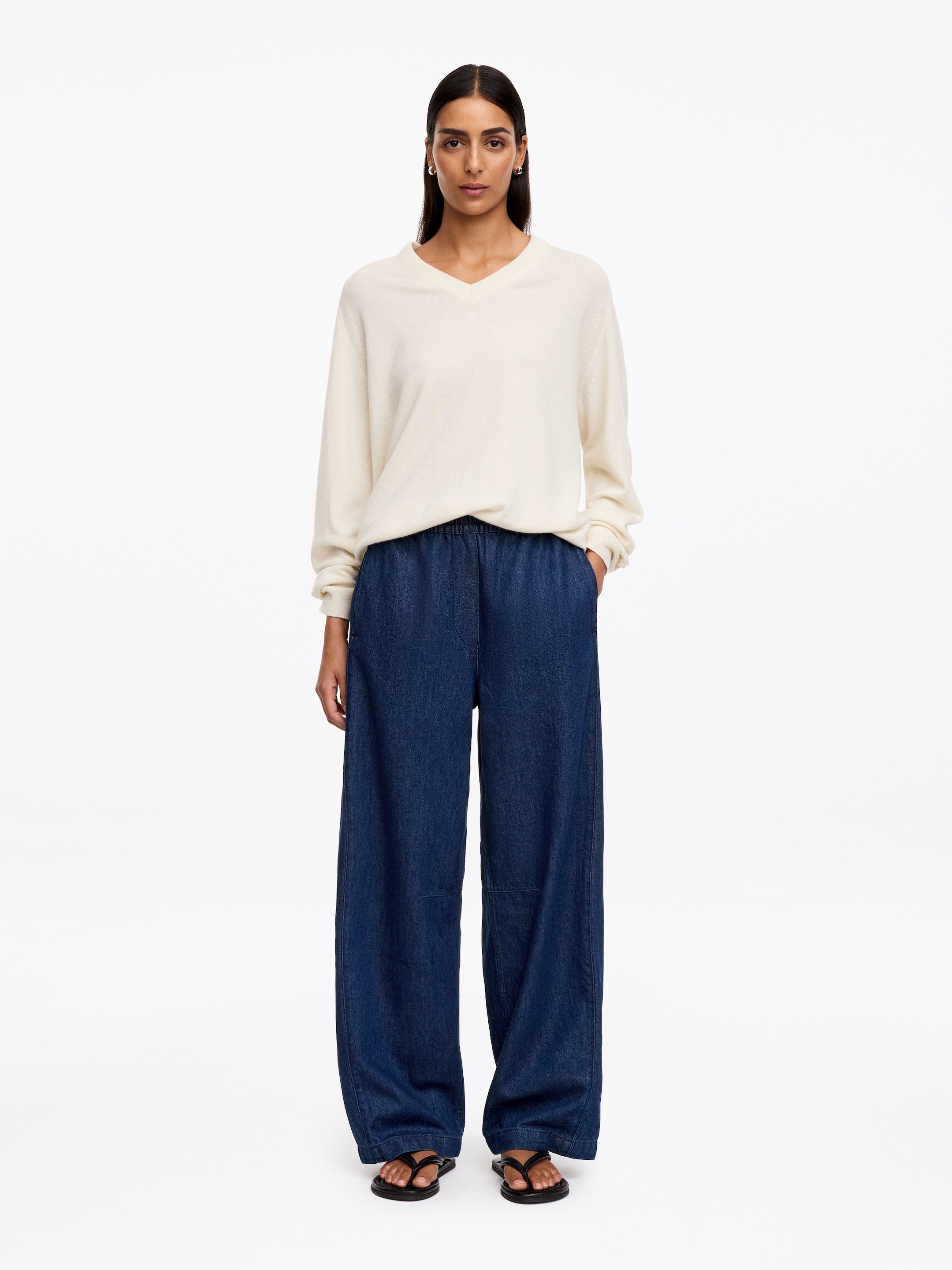 Pantalones vaqueros con silueta barrel-Blue-20212