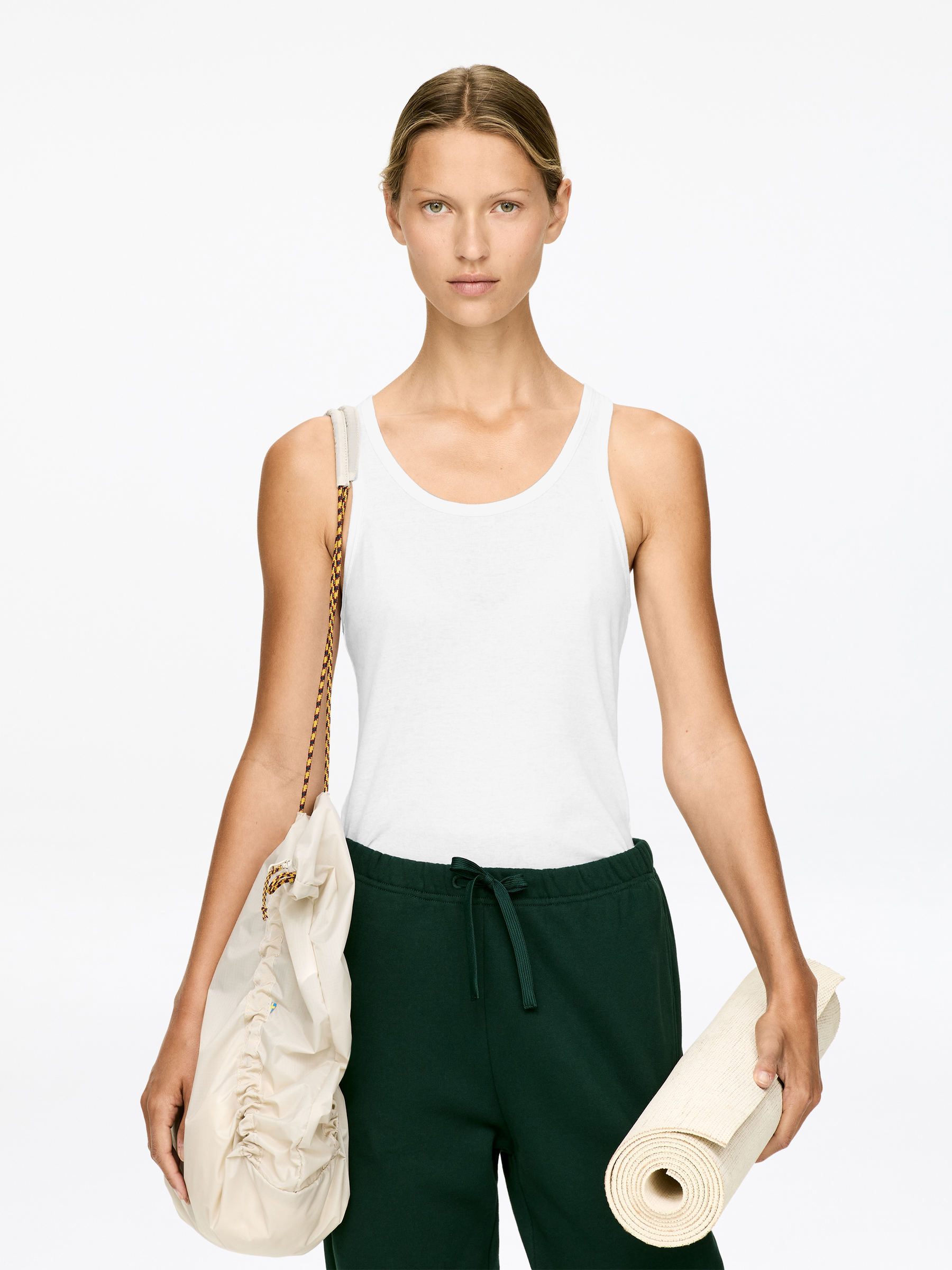 Sheer Cotton Tank Top-#FFFFFF-16537