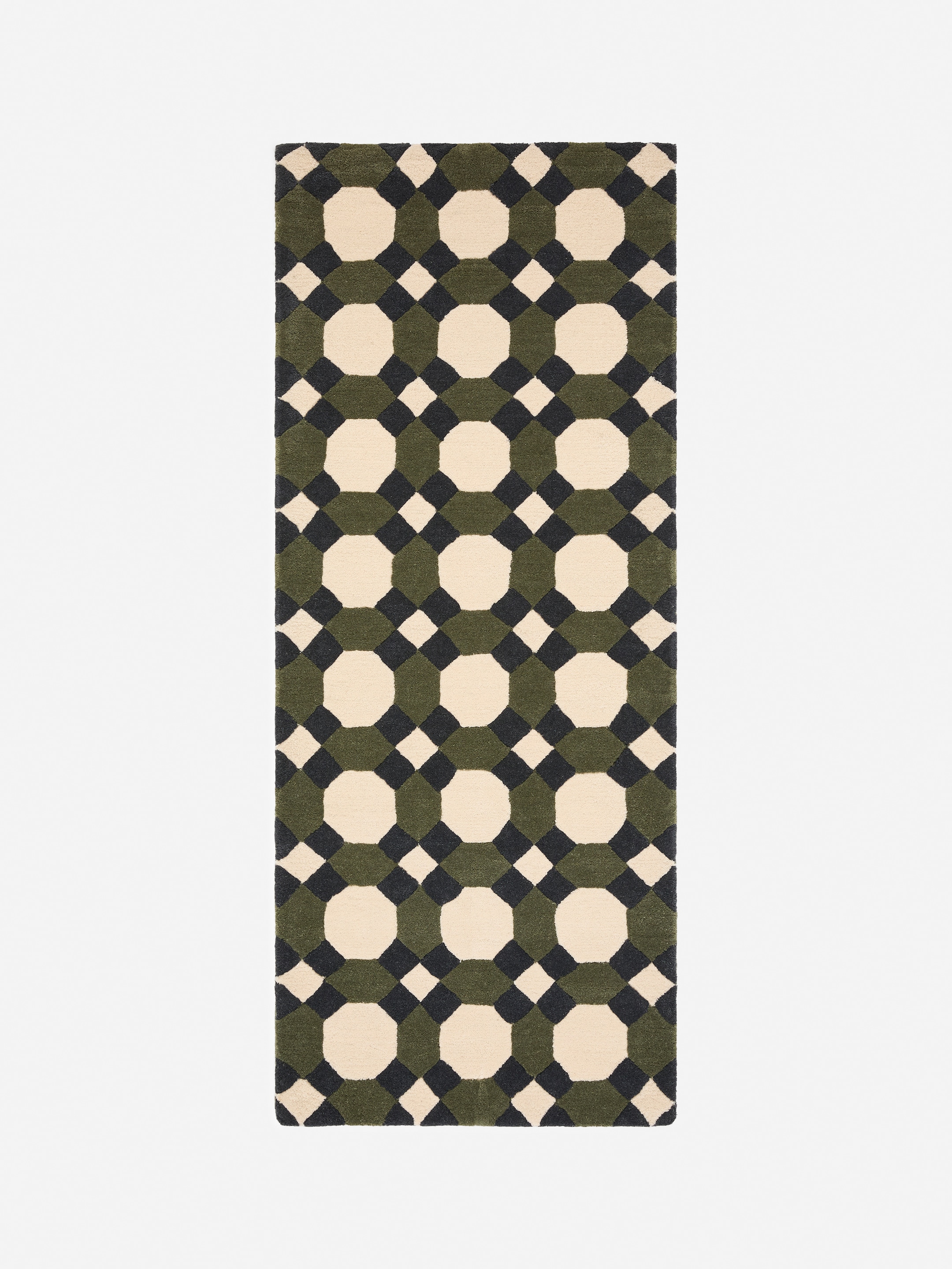 Tufted Wool Hallway Rug-Green-20085