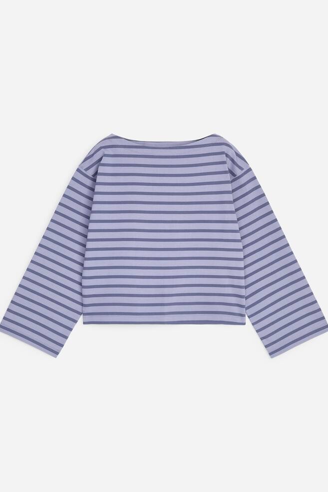Striped Boat-Neck Top - Dusty blue/Black - 1