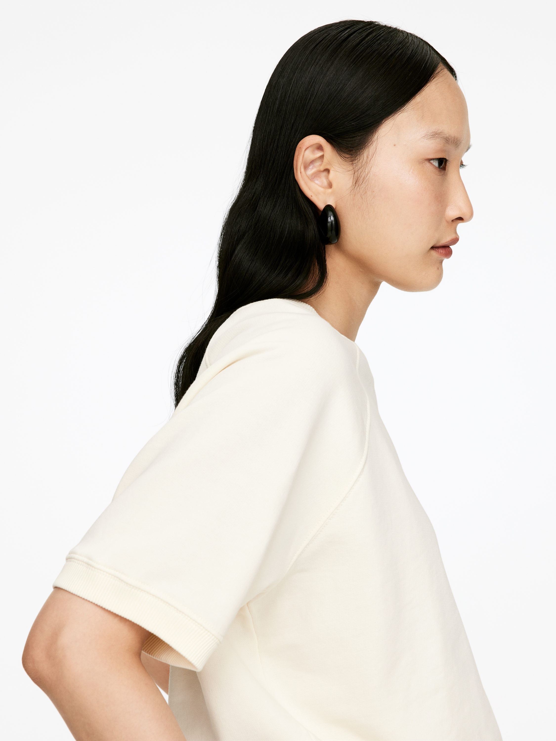 French Terry Sweatshirt - Off White - Regular fit - Women - StillMedia/Lookbook - 5