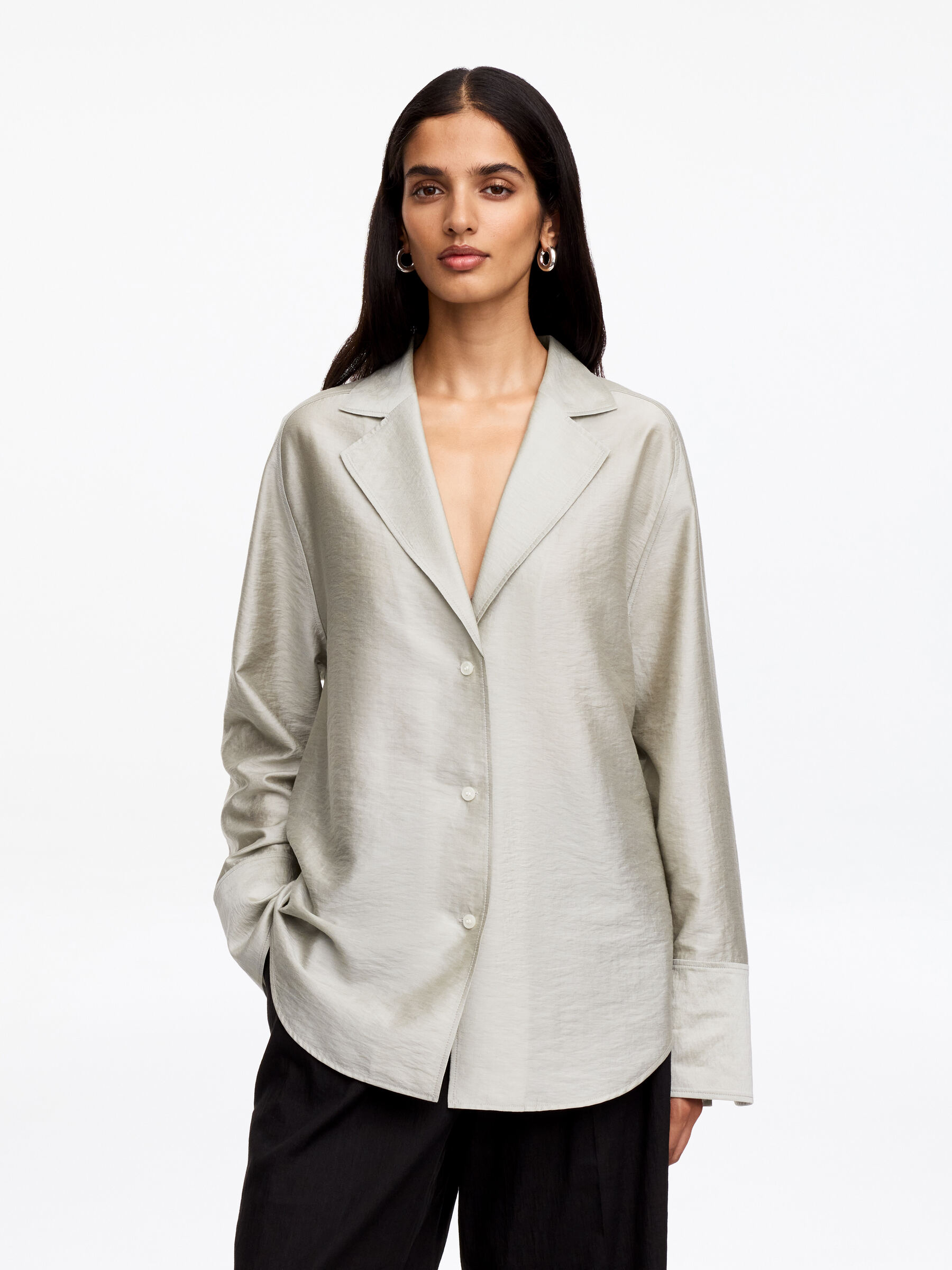 Tailored Shirt Blazer-#AA9E94-19795