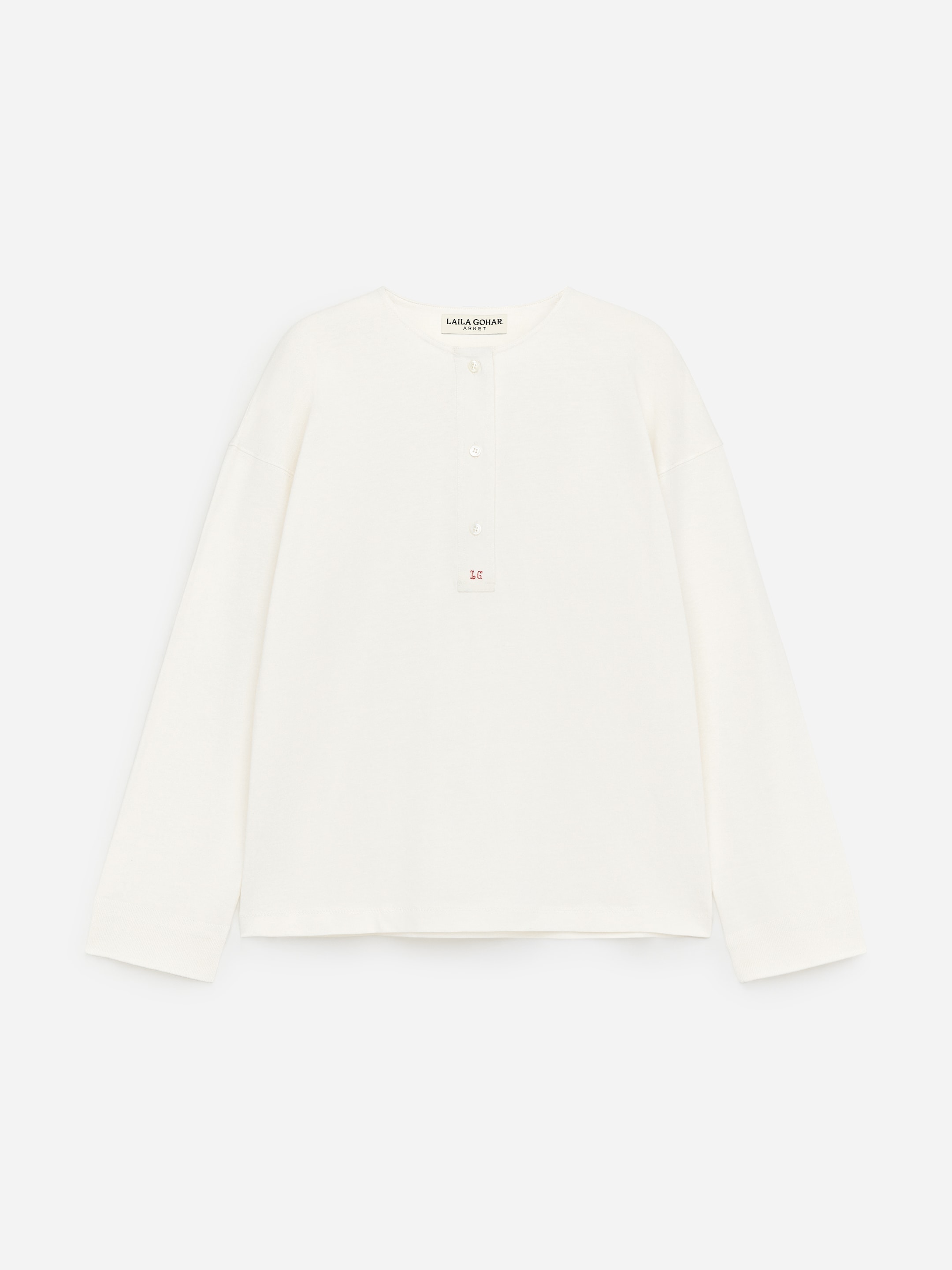 ARKET and Laila Gohar Monogram Henley-#FFFFFF-18845
