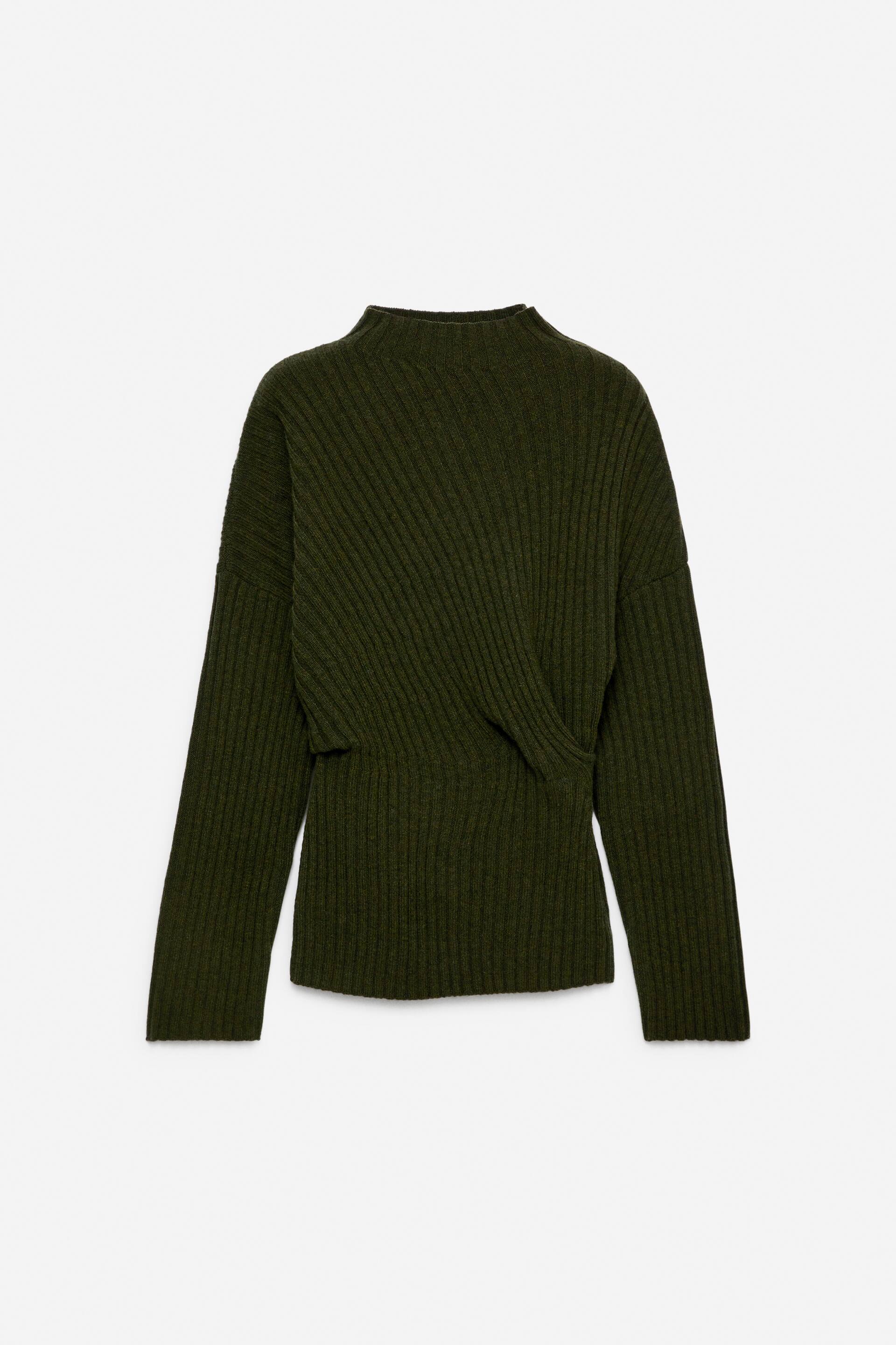 Grotere afbeelding bekijken: Gedrapeerde wollen trui - Kakigroen - DAMES | H&M NL 1