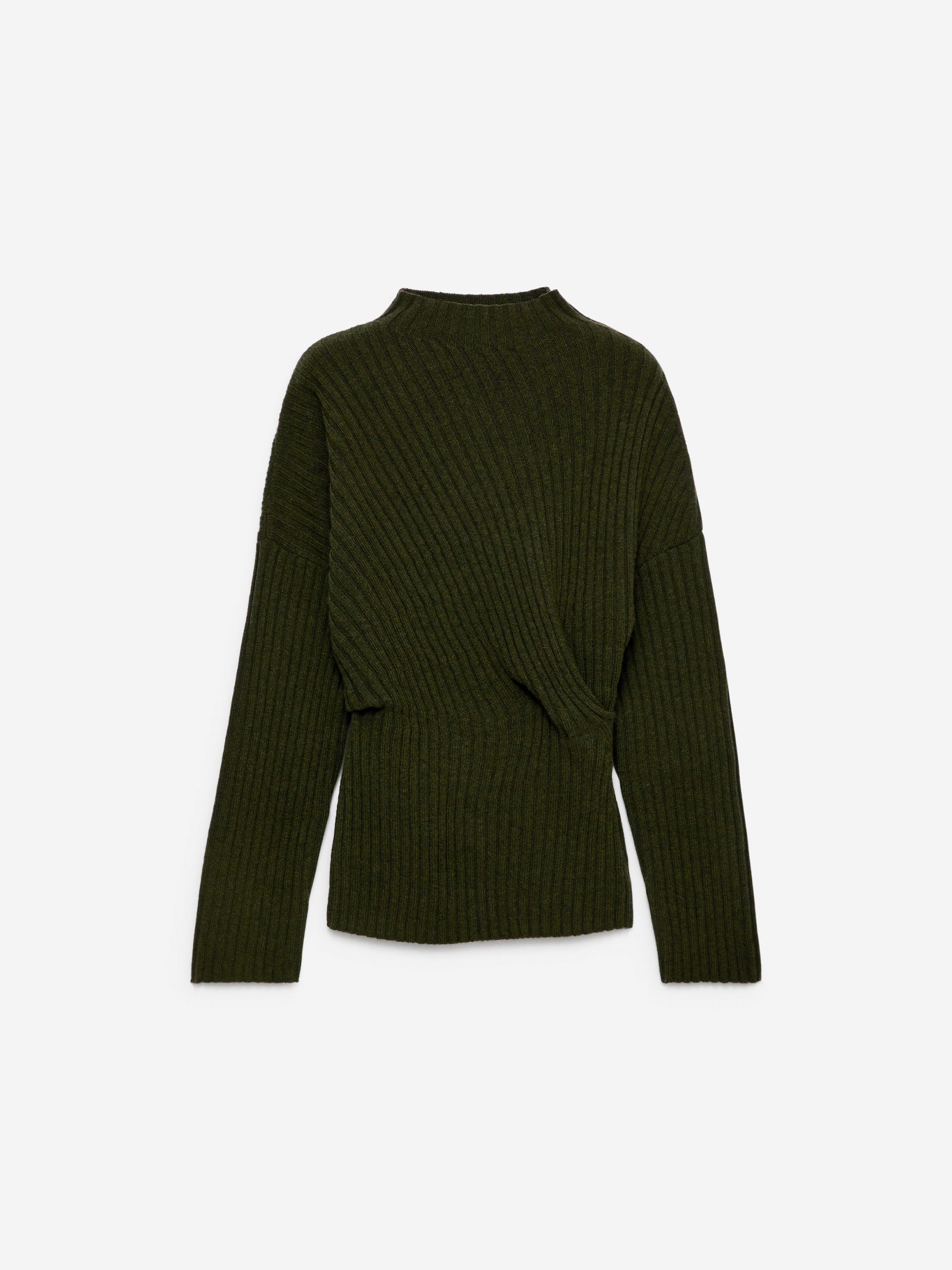 Draped Wool Jumper-Green-12383