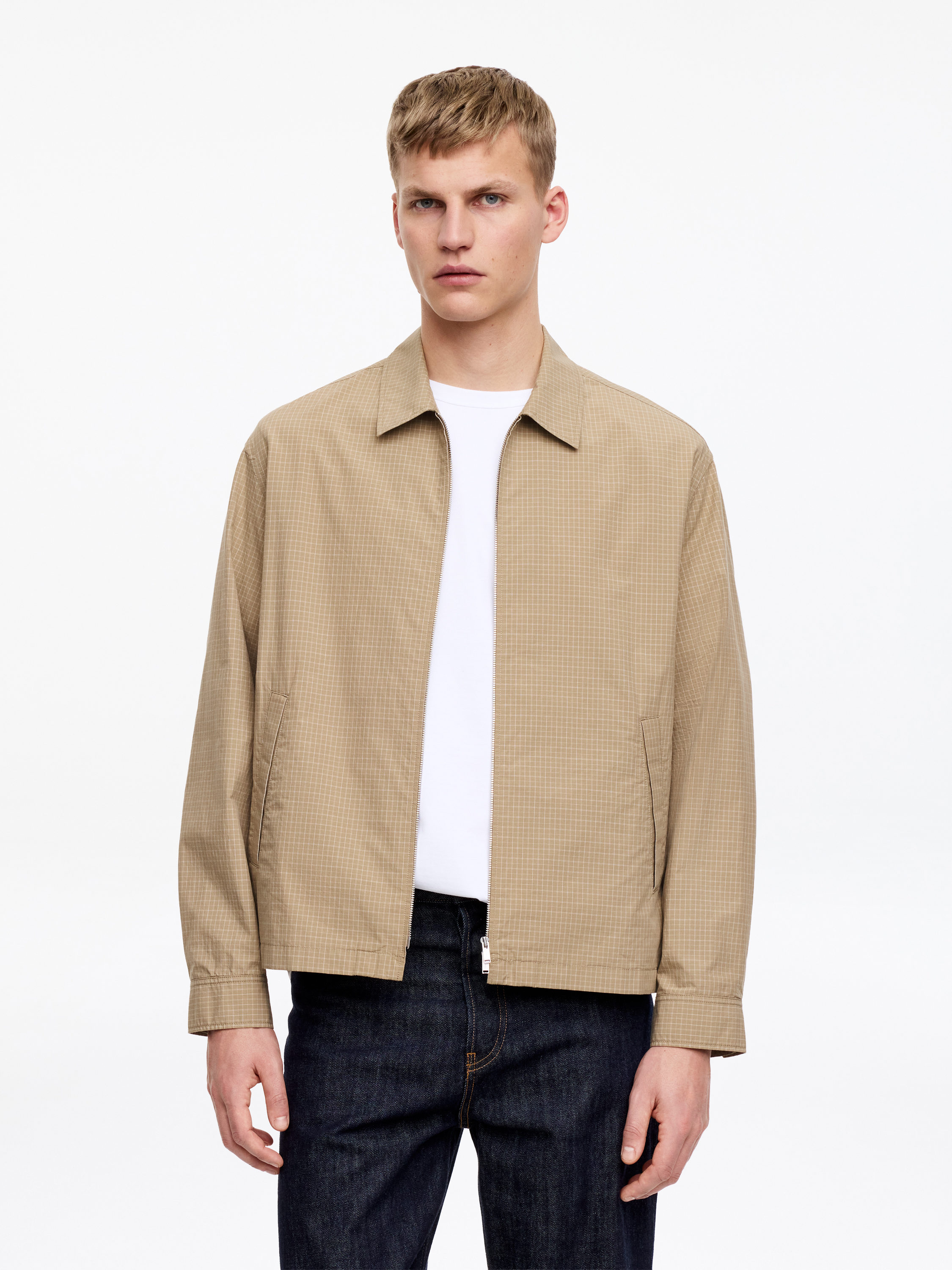 Poplin Drizzler Jacket – Beige/Checkered – Men – ARKET EU
