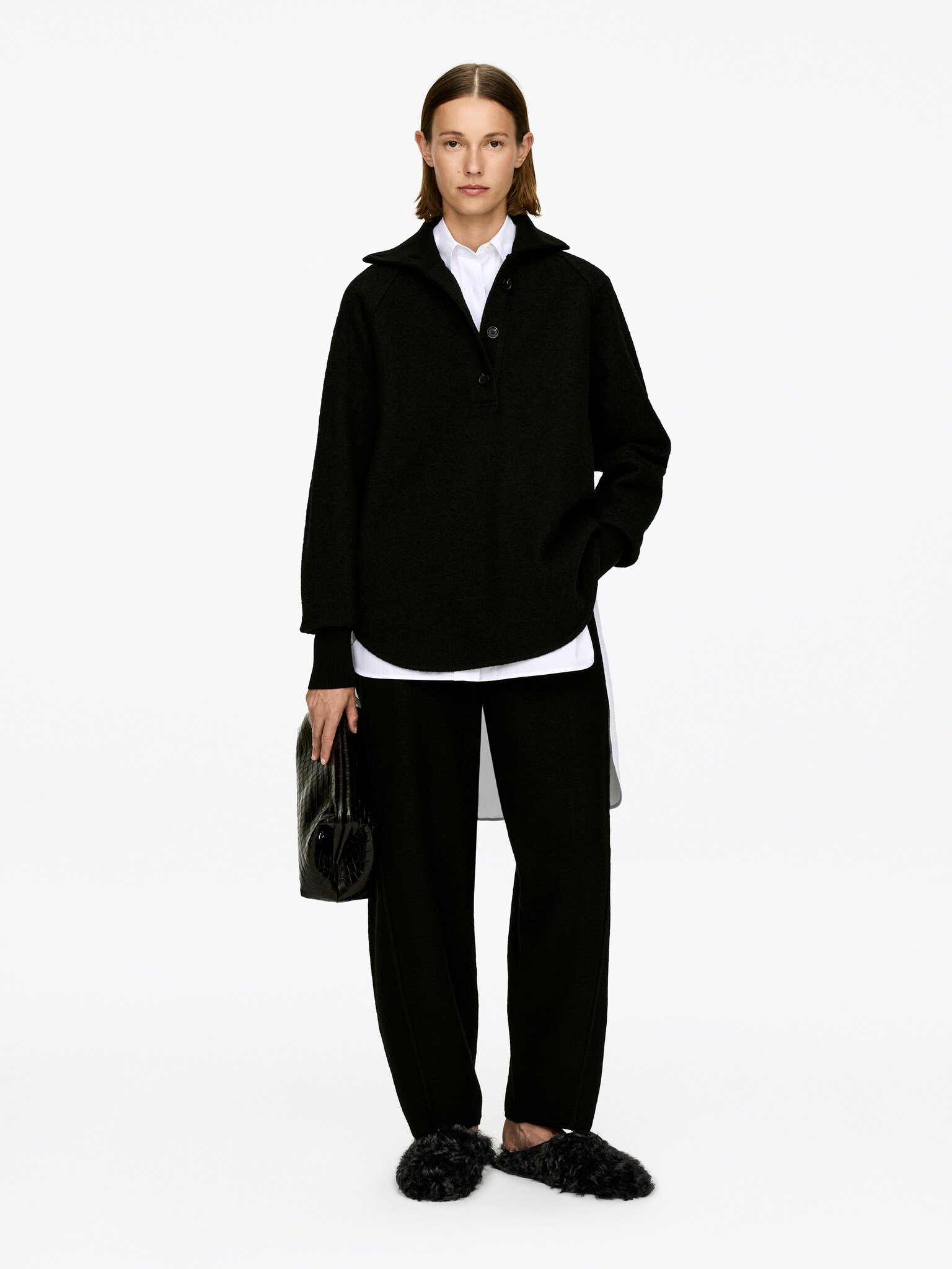 Mules en peau lainée - Noir - 7