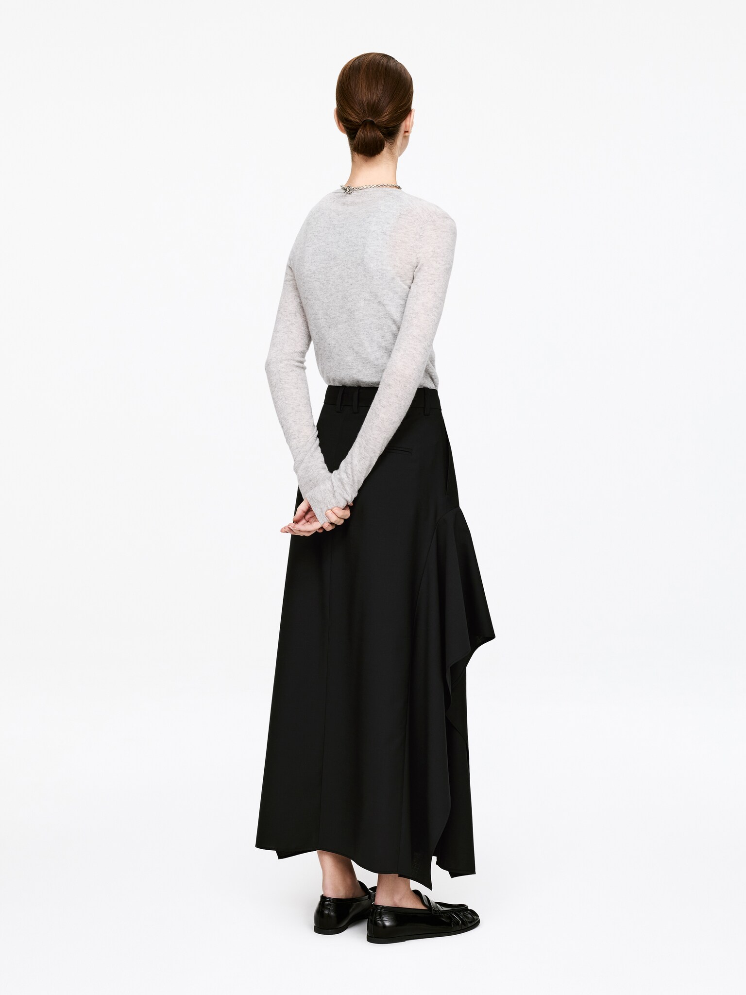 Tailored Frill Skirt - Black - 4
