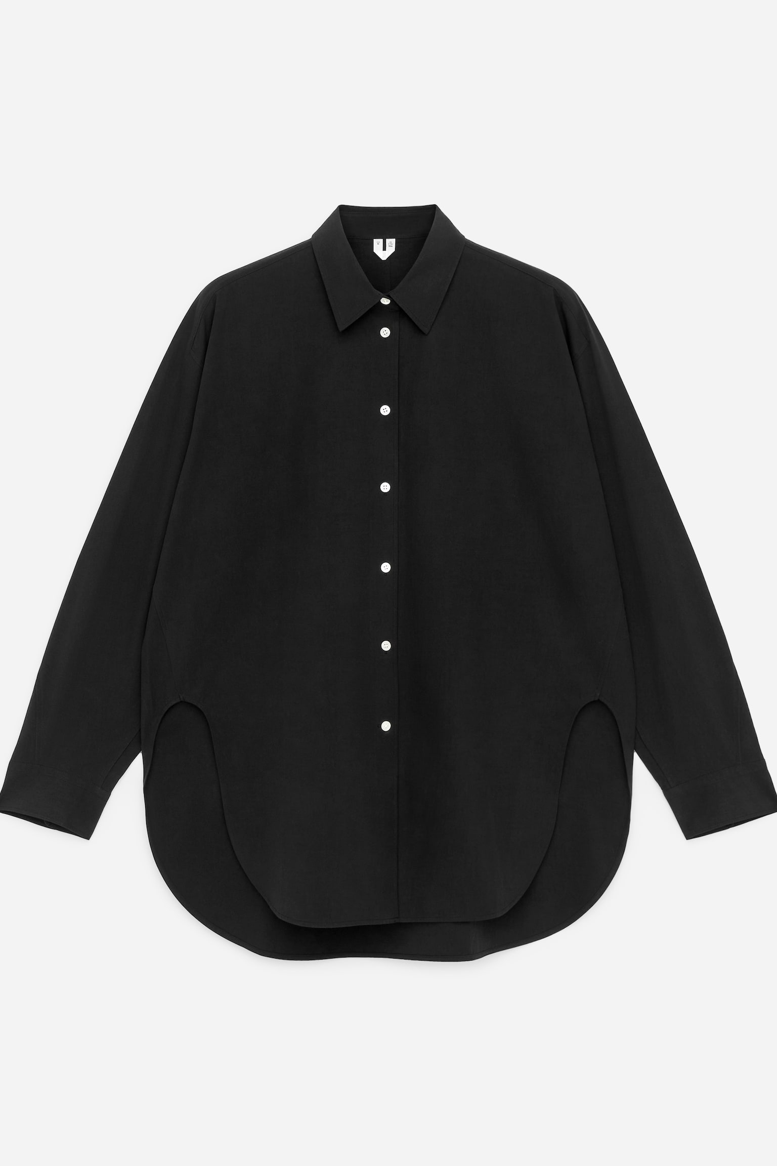 Cămașă cu deschidere curbată - Negru - 2