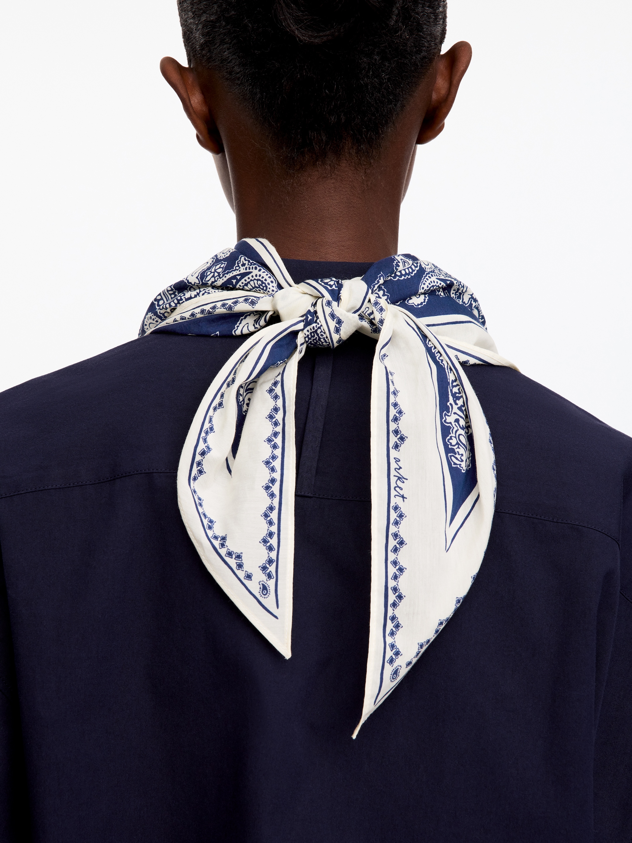 Cotton-Silk Paisley Scarf-Blue-20582