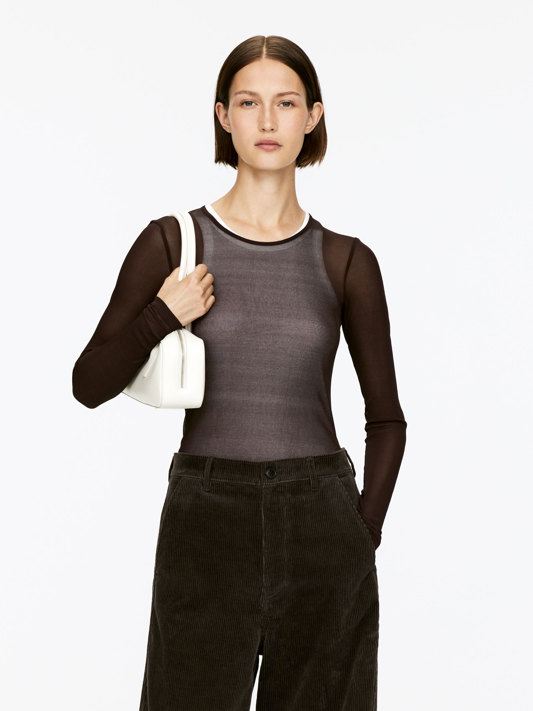 Sheer Silk Top-#3C3533-16088