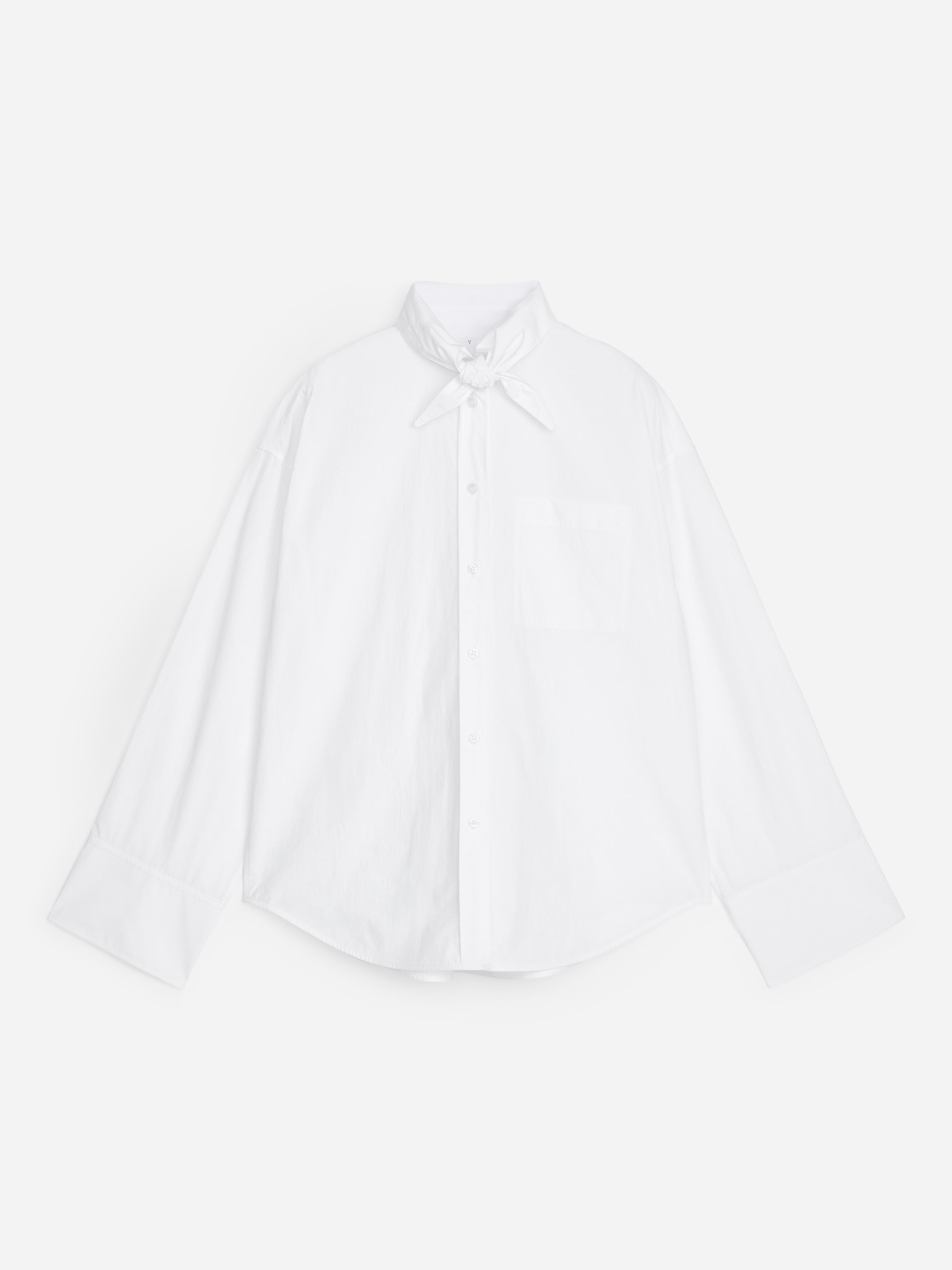 Tie-Detail Pima Cotton Shirt - White - Regular fit - women - StillMedia/DescriptiveStillLife - 1