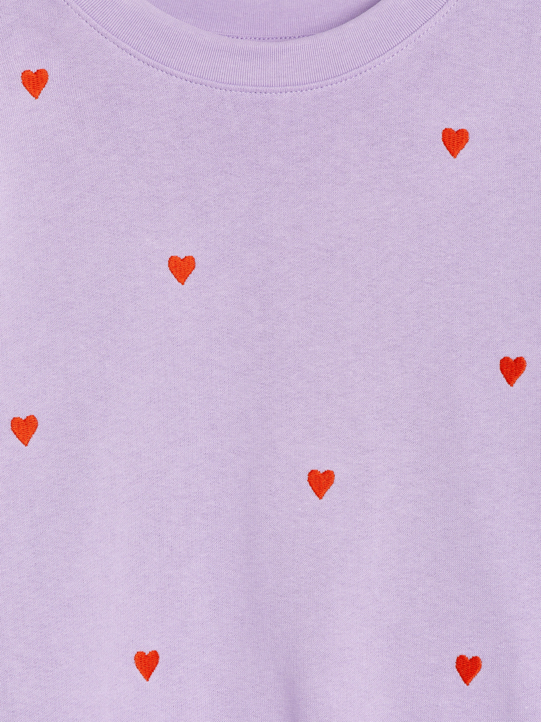 Embroidered Sweatshirt - Lilac/Red hearts - Oversized - Children - StillMedia/DescriptiveDetail - 1