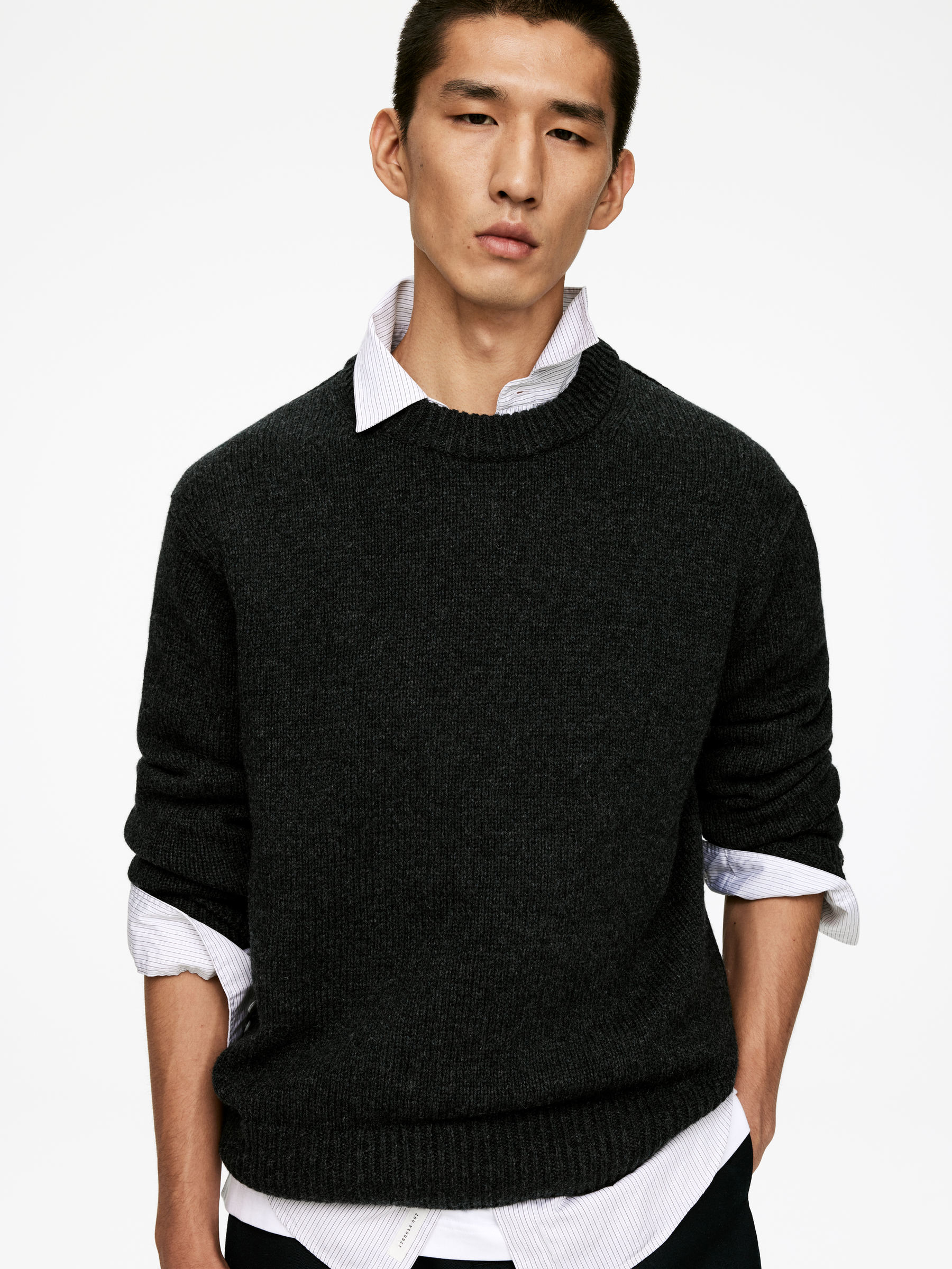 Heavy Knit Wool Jumper - Charcoal Melange - Relaxed fit - Men - StillMedia/Lookbook - 4