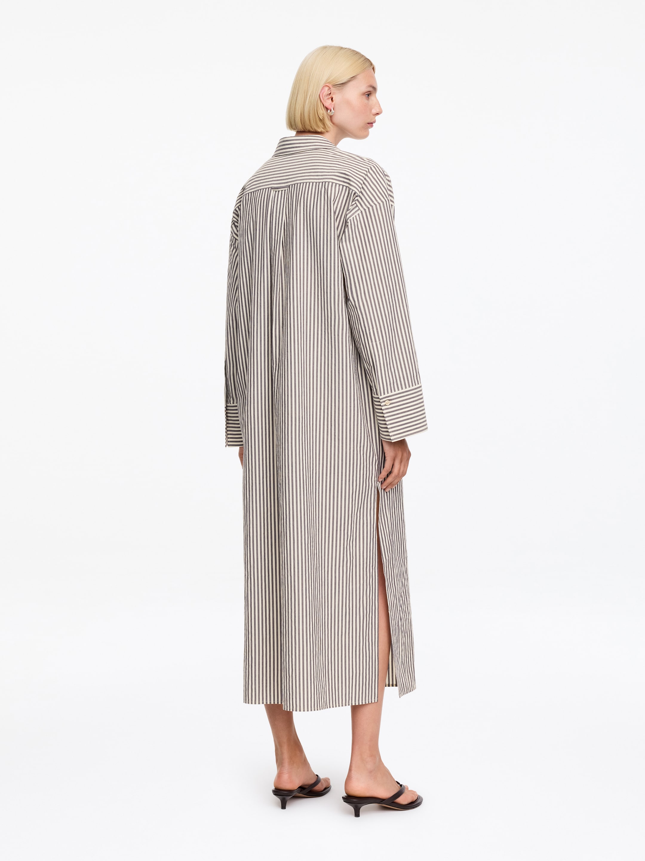 Cotton Shirt Dress - Brown/Off White - Regular fit - Women - StillMedia/Lookbook - 5