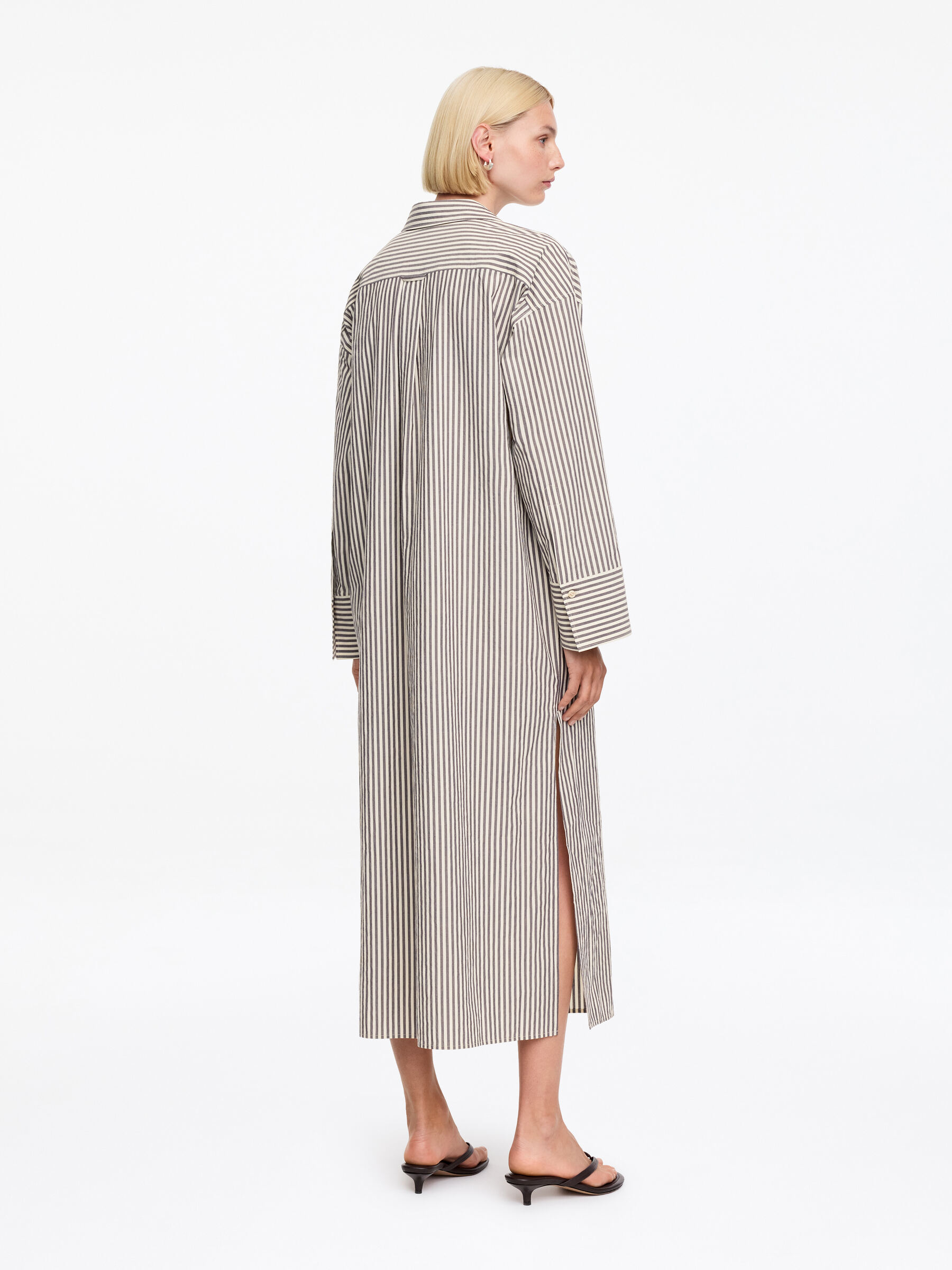 Cotton Shirt Dress - Brown/Off White - Regular fit - Women - StillMedia/Lookbook - 5