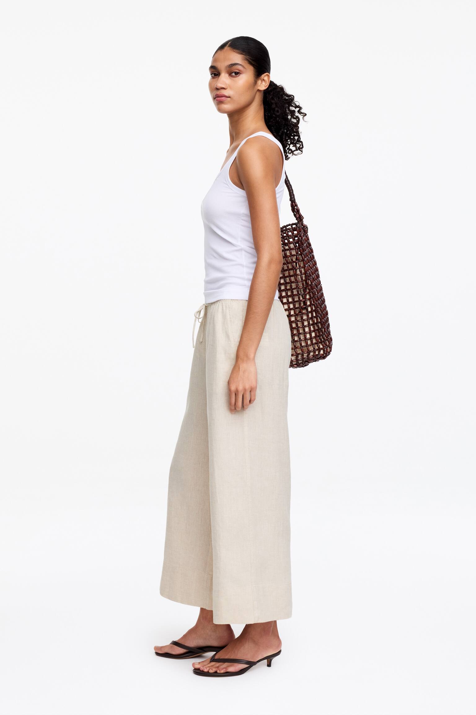 Cropped-Leinenhose-Beige - 5