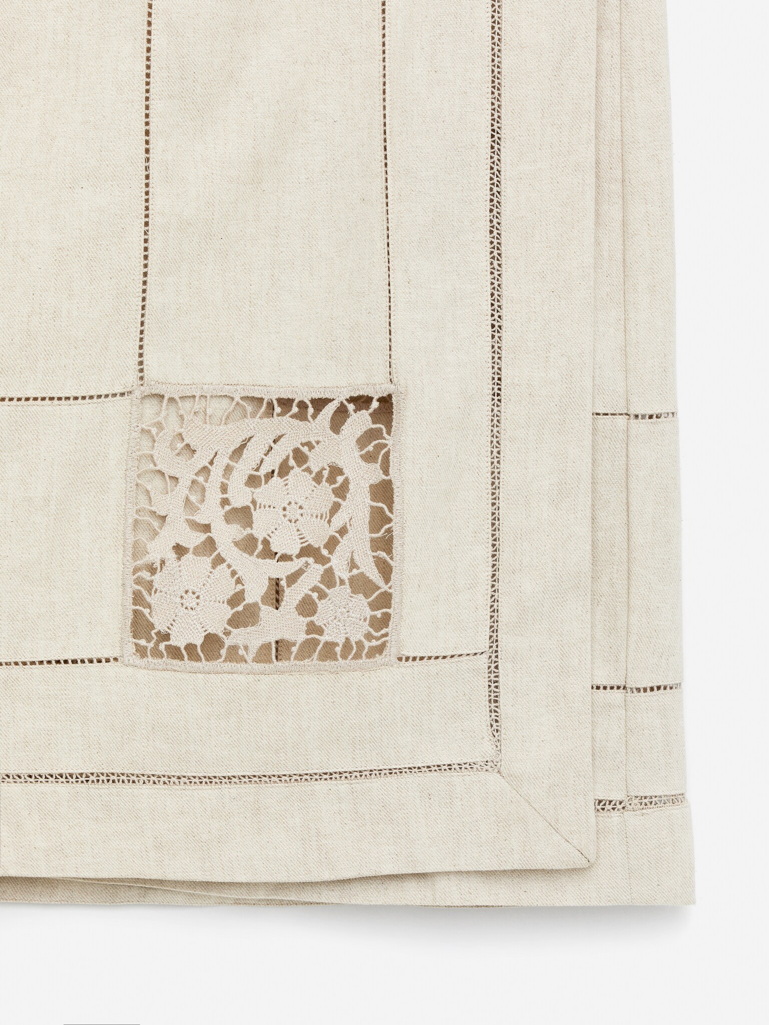 Jupe portefeuille brodée - Beige - 4