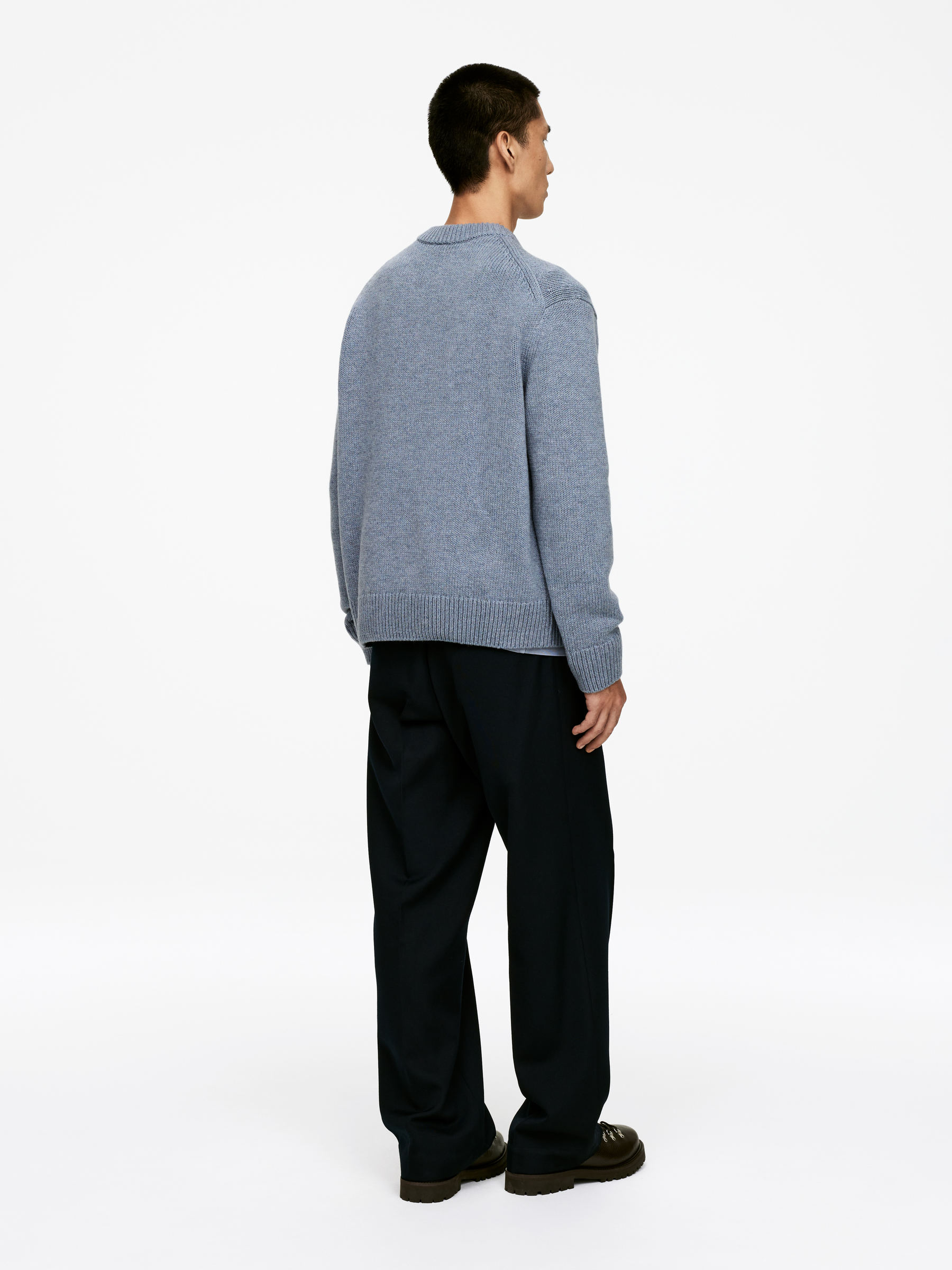 Heavy Knit Wool Jumper - Mid Blue - Relaxed fit - Men - StillMedia/Lookbook - 5
