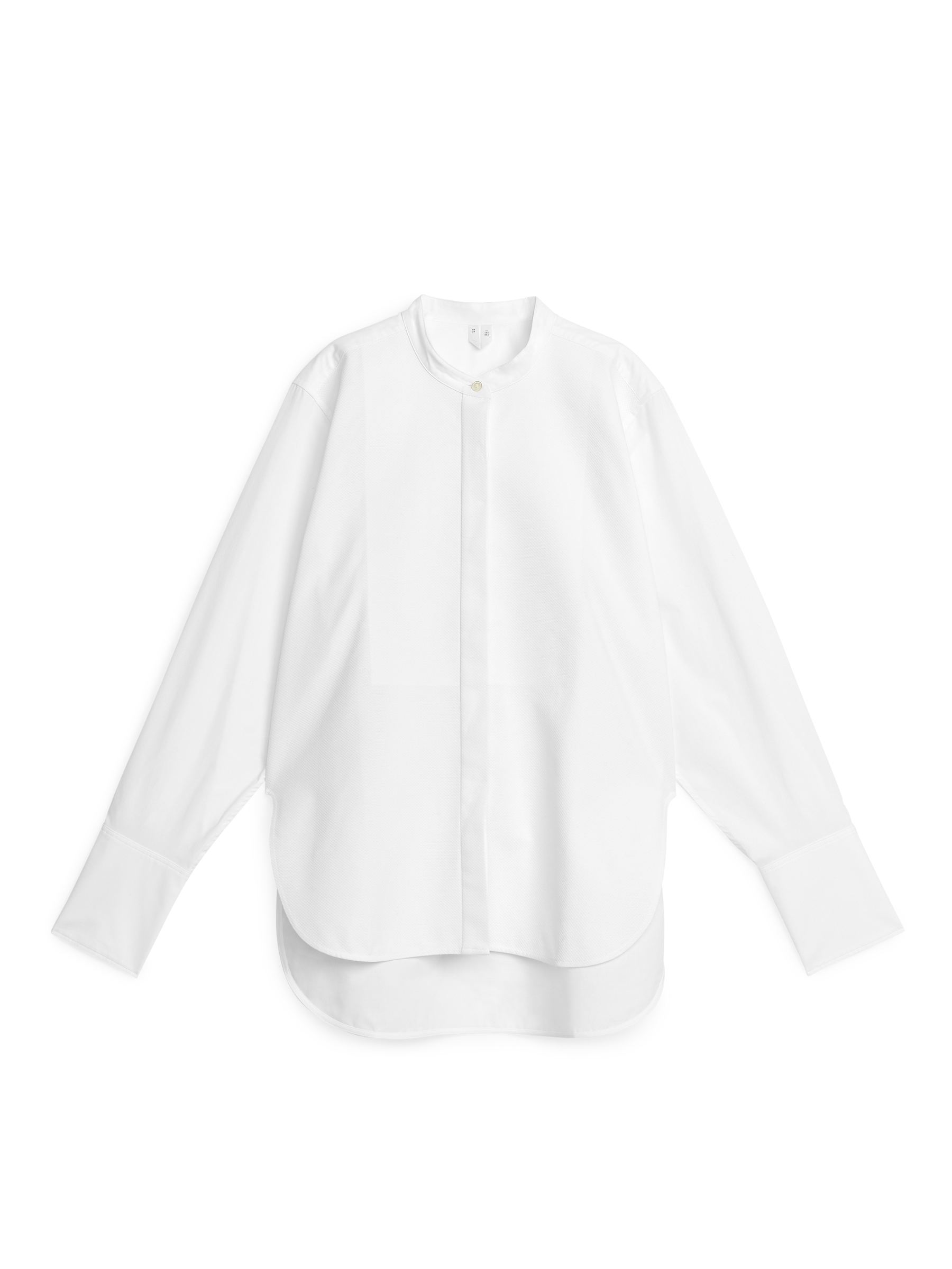 Poplin Tuxedo Shirt-White-3301