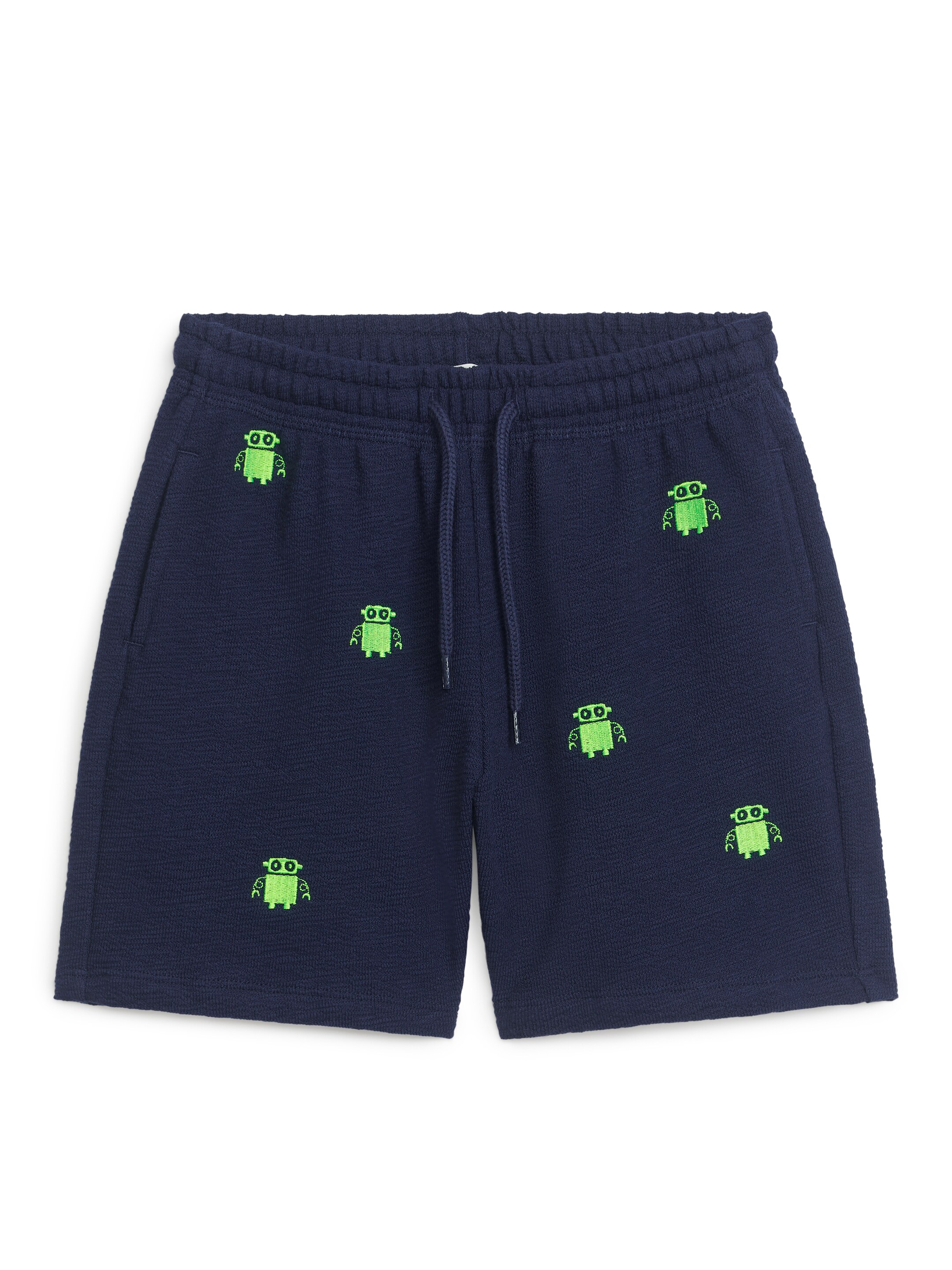 Sweatshorts med robotbroderi - Mörkblå/robotar - Regular fit - Children - StillMedia/DescriptiveStillLife - 2