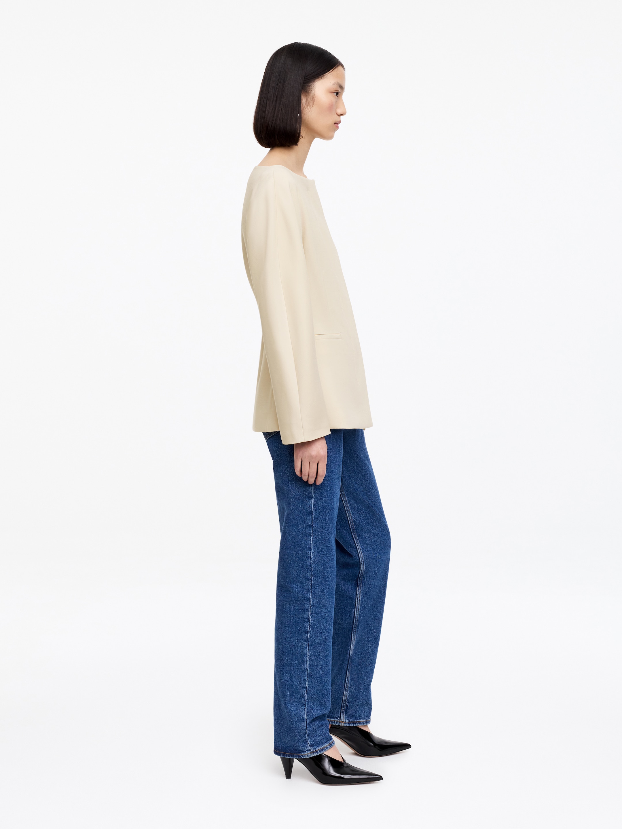 Blazer con scollo aperto - Beige - Slim fit - Women - StillMedia/Lookbook - 11
