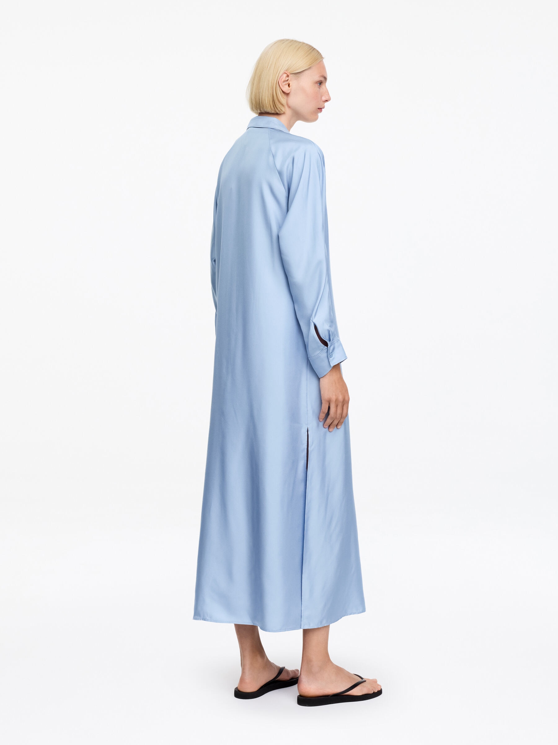 Silk Twill Shirt Dress - Blue - Regular fit - Women - StillMedia/Lookbook - 3