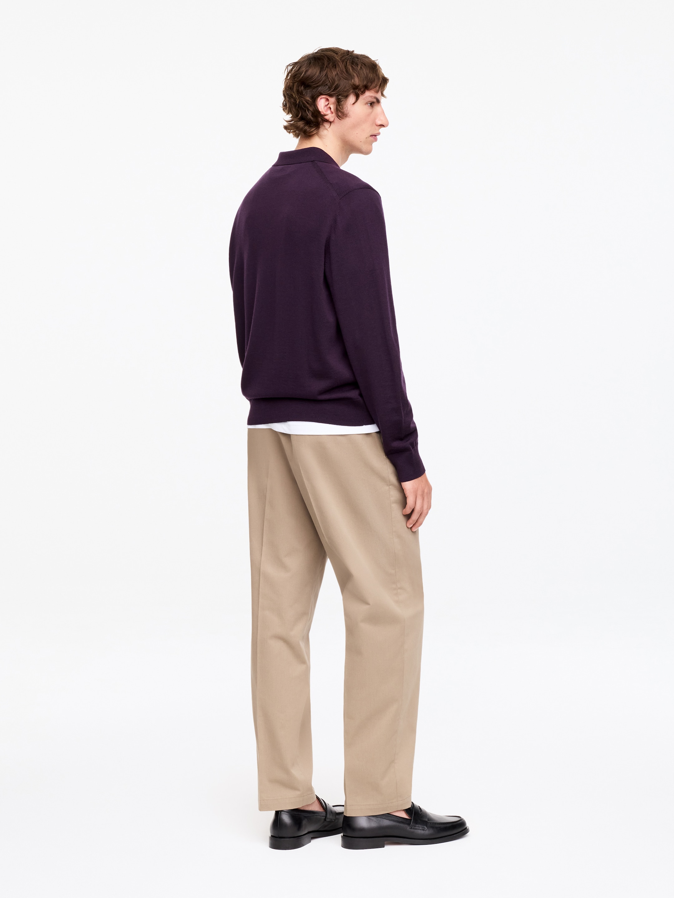 Maglione in stile polo in lana merino - Viola scuro - Regular fit - Men - StillMedia/Lookbook - 5