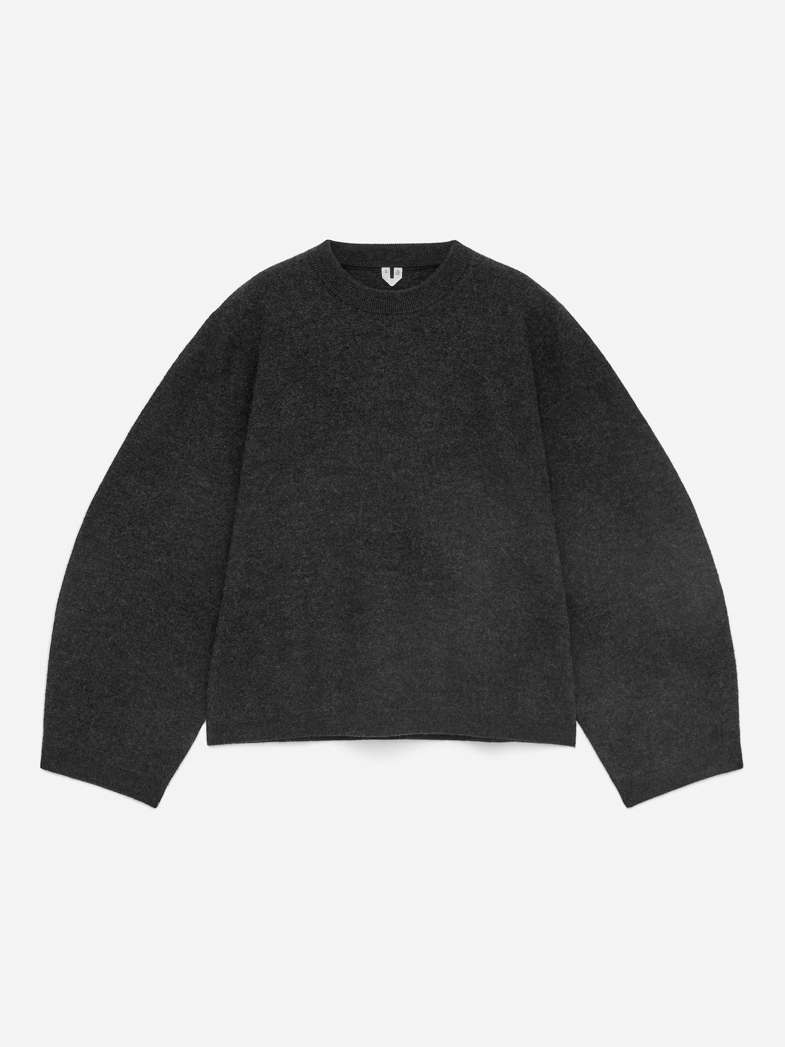 Boiled Wool Jumper - Dark Grey Melange/Dusty Pink - 2