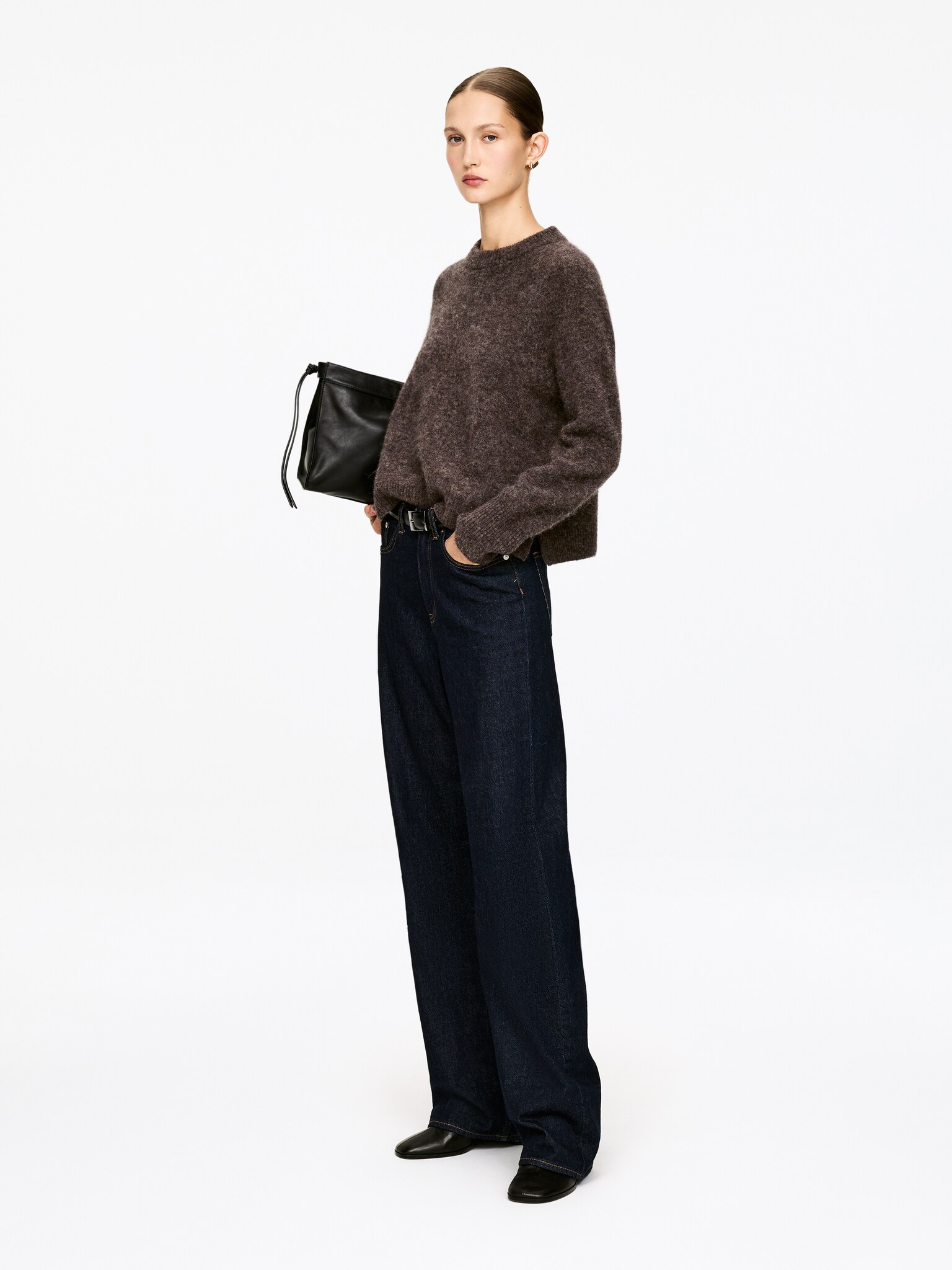 Pullover aus Alpakawolle und Wolle - Braun/Helles Taupe - 4