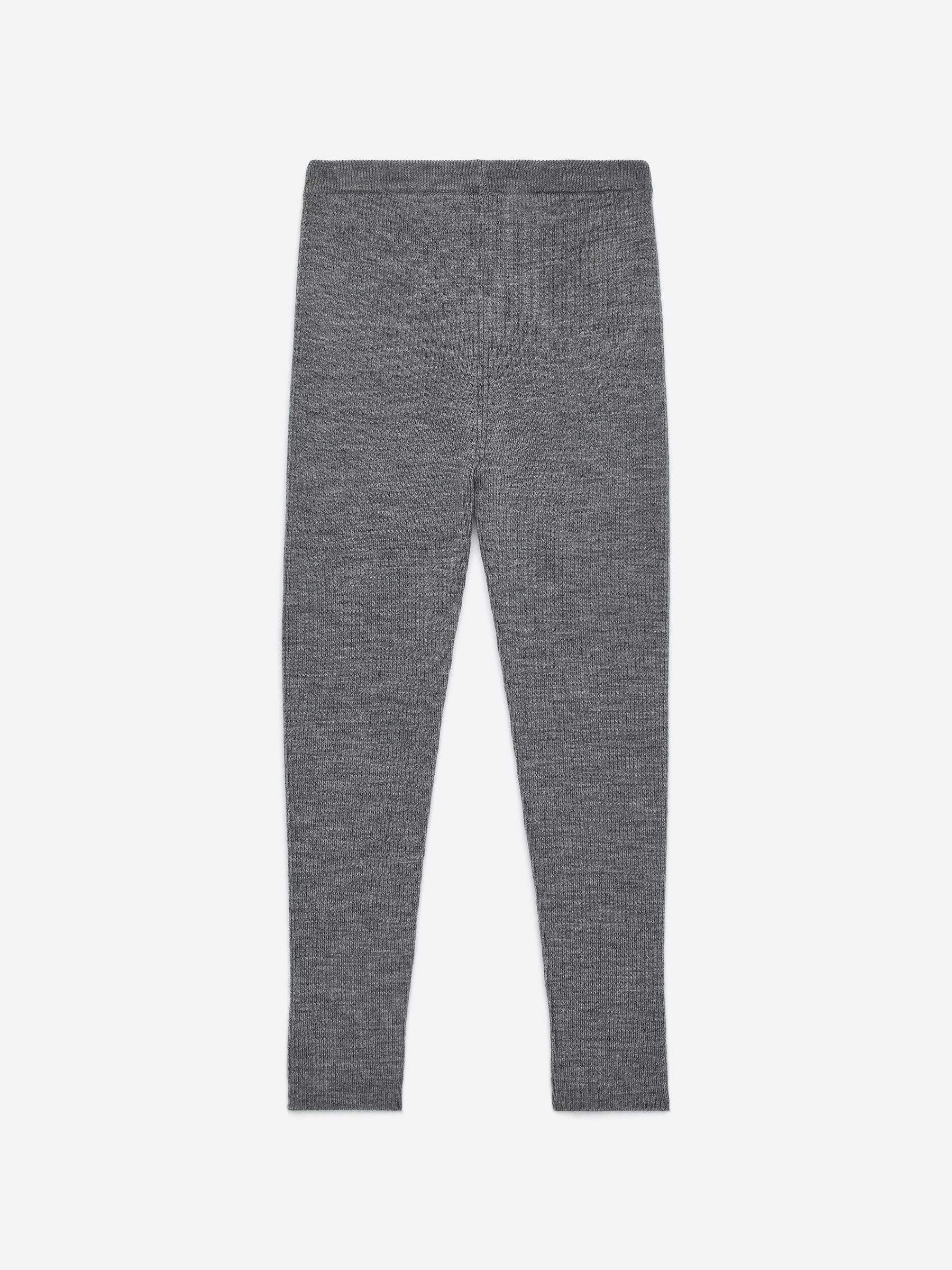 Ribbade leggings i ullblandning - Grå/Melange - Regular fit - Children - StillMedia/DescriptiveStillLife - 8