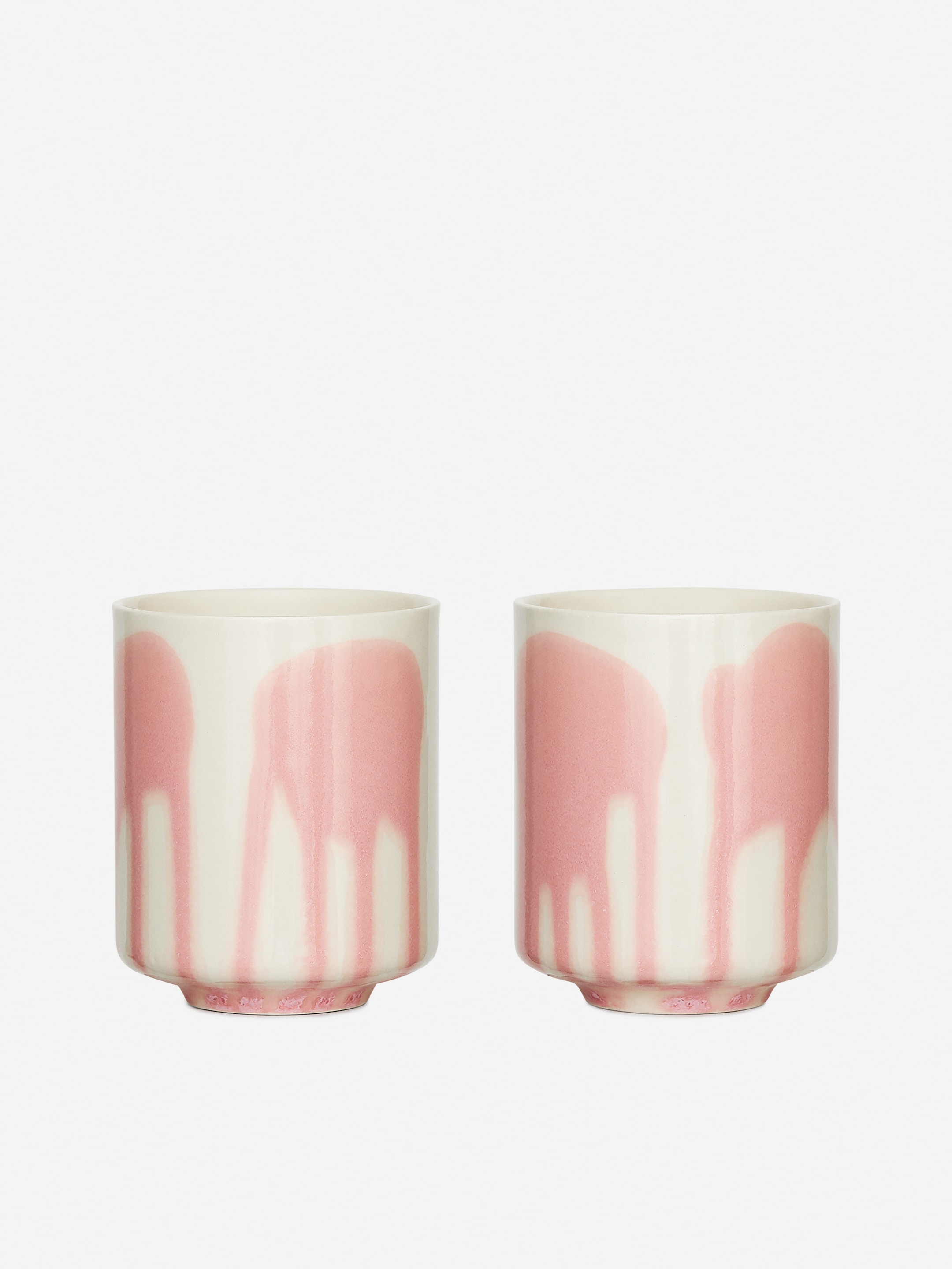 Größeres Bild anzeigen: Steinguttassen im 2er-Set - Rosa/Cremeweiß - Home All | H&M AT 1