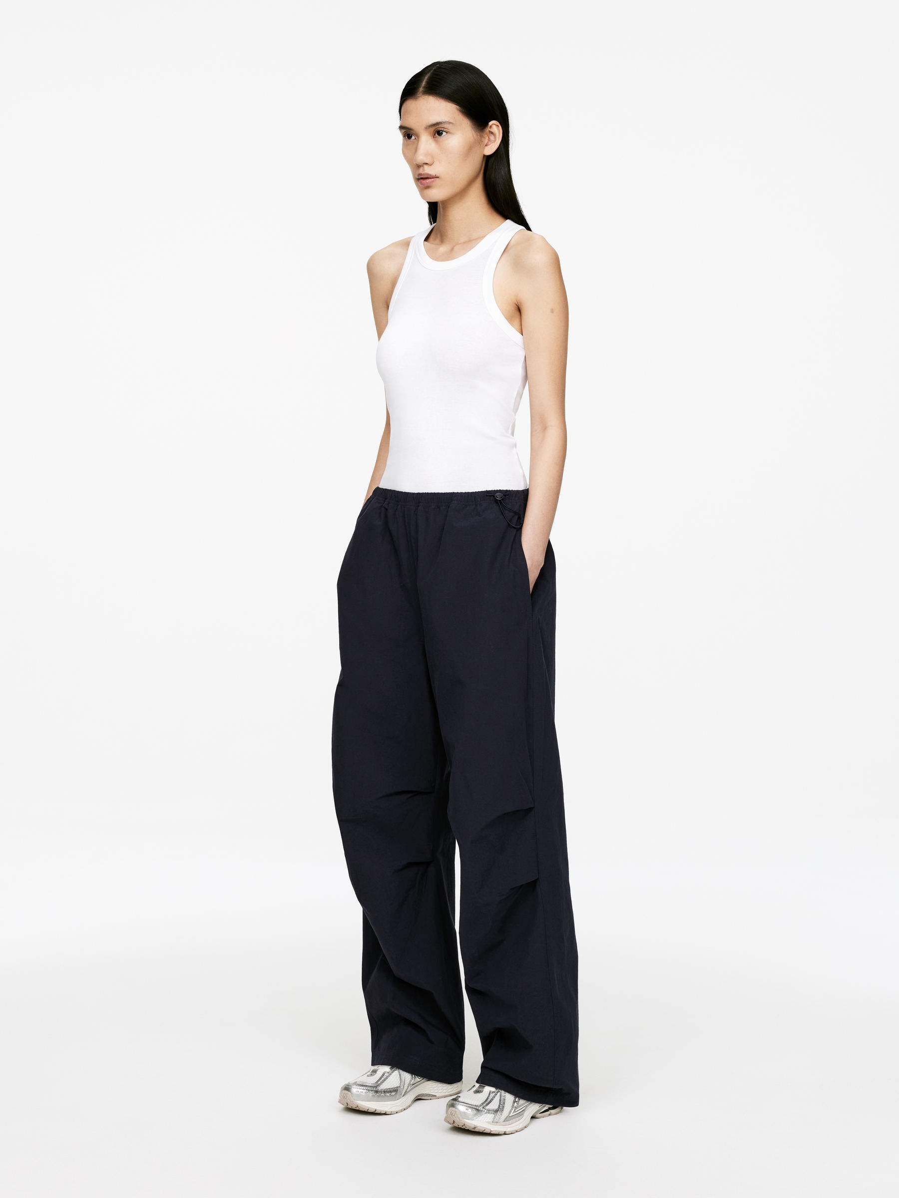 Activewear Cotton Trousers - Dark Blue - Loose fit - Women - StillMedia/Lookbook - 3